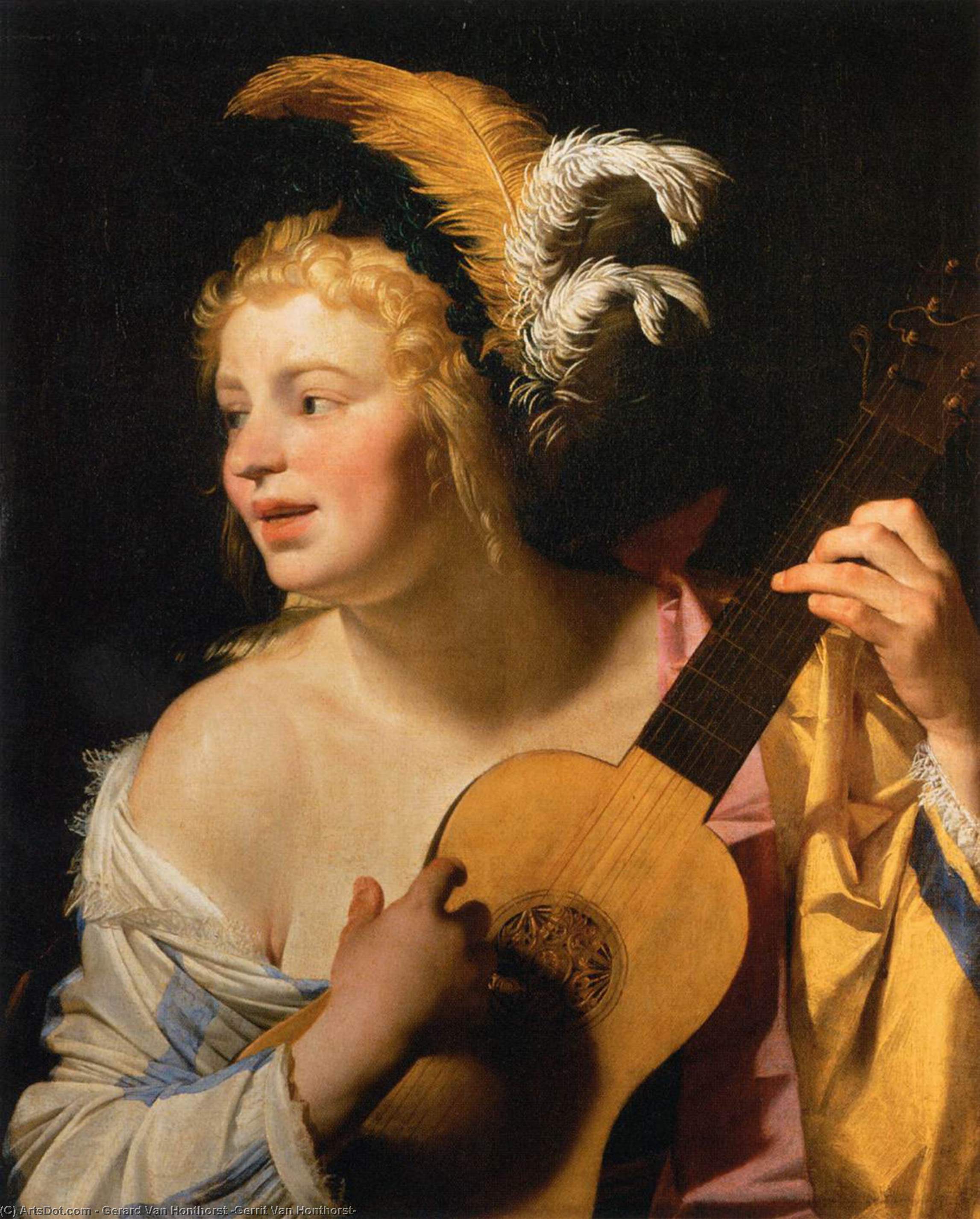 Kobieta Grająca Na Lutni — Gerard Van Honthorst