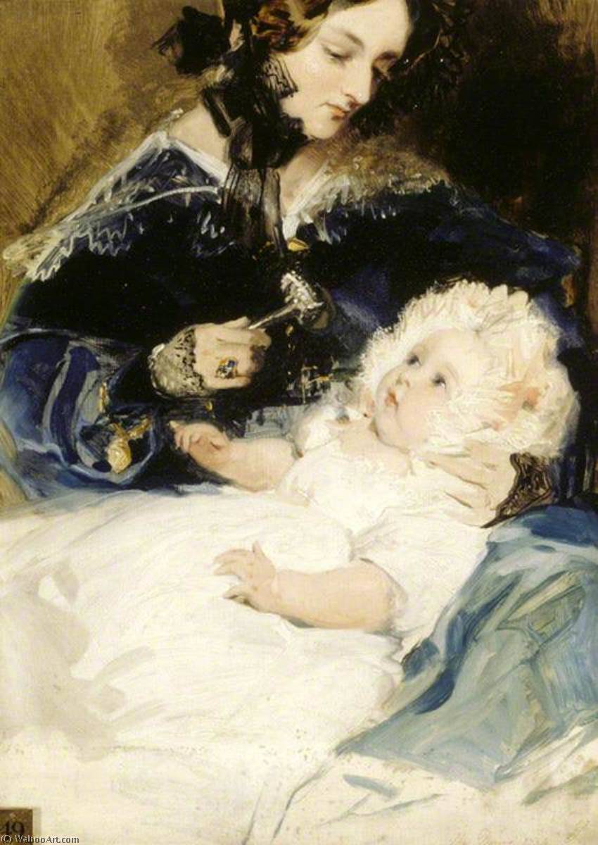 Lady Louisa Jane Russell (1812–1905), Hertogin Van Abercorn, Met Haar Dochter Lady Harriet Georgiana Louisa Hamilton (1834–1913), Later Baronesse Van Lichfield — Edwin Landseer