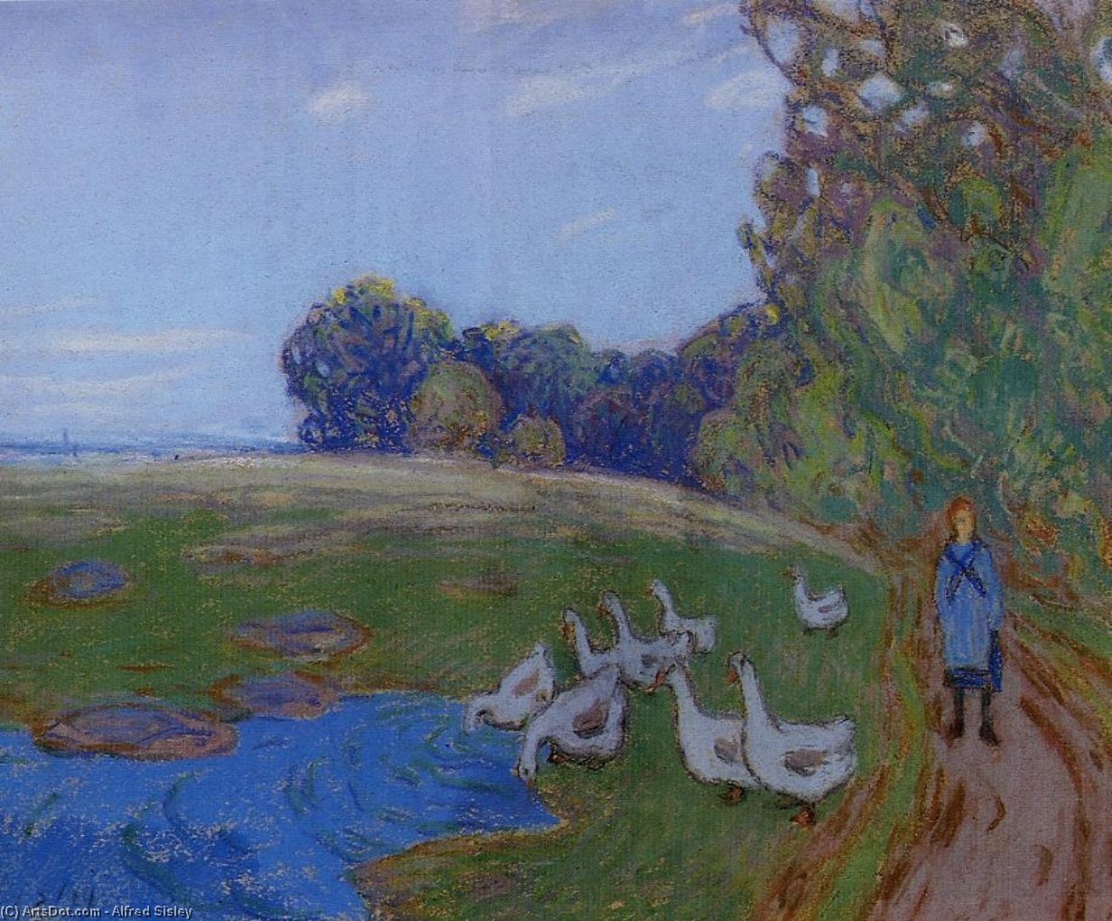 Das Mädchen Mit Den Enten — Alfred Sisley
