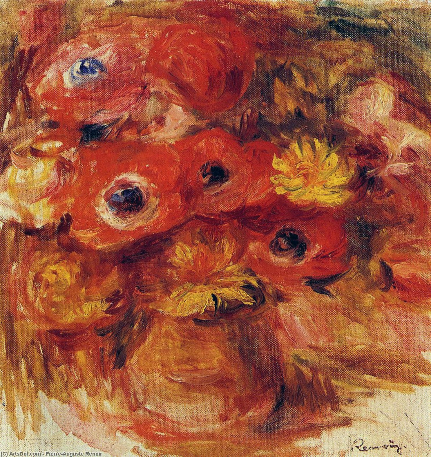 Vase De Anémonas — Pierre-auguste Renoir