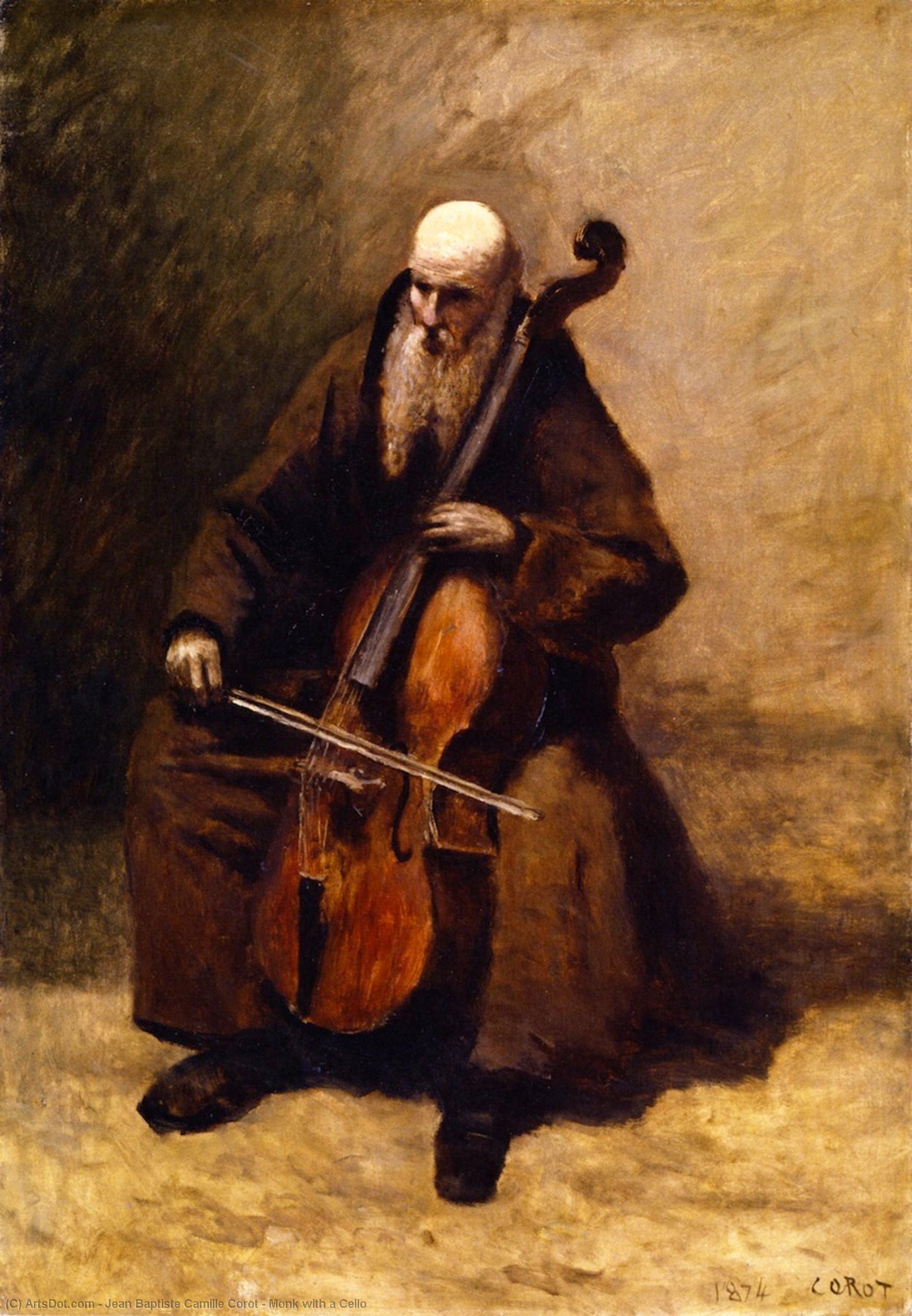 Der Mönch Mit Einer Zither — Jean-baptiste-camille Corot