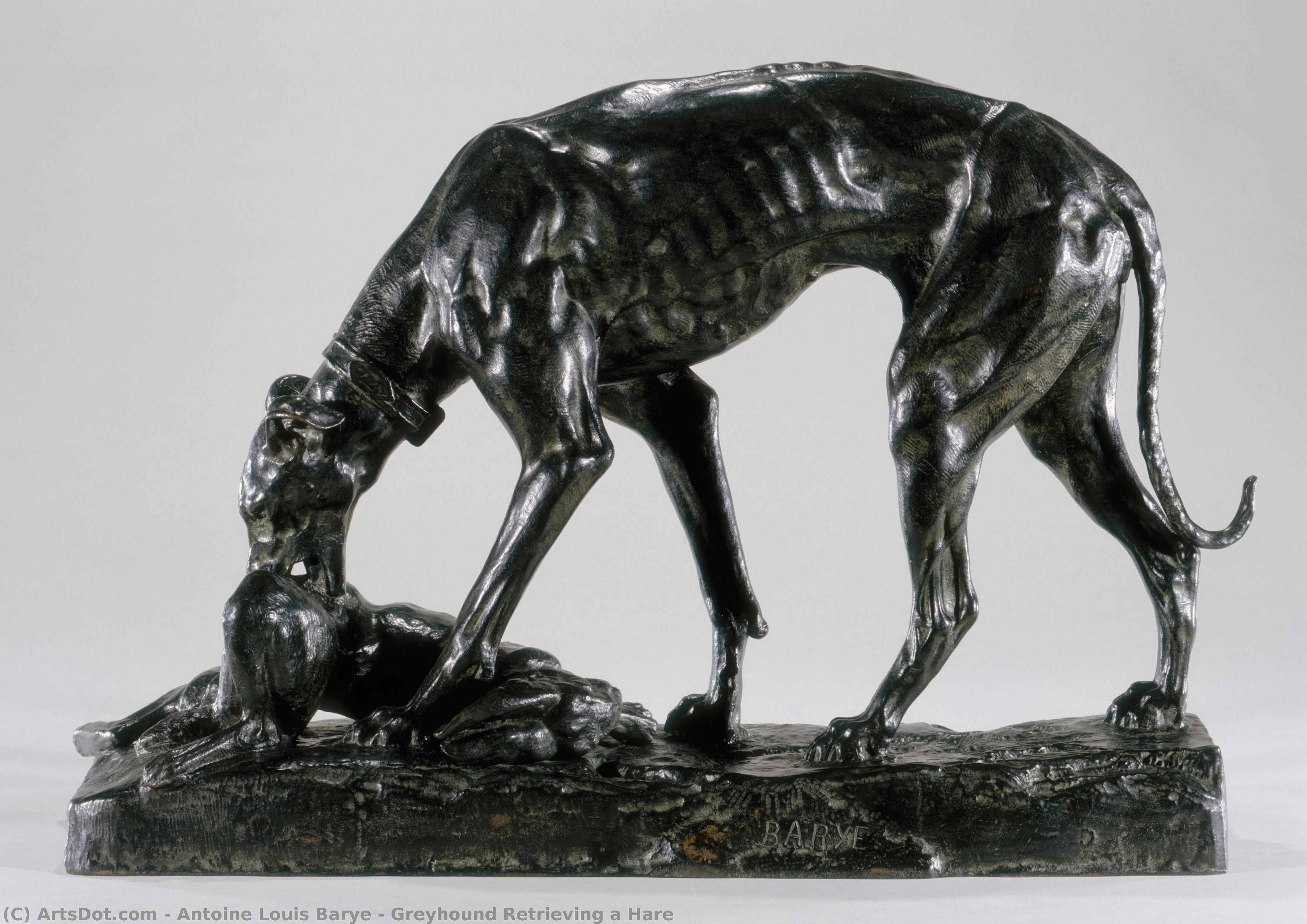 Greyhound Retrieving A Hare — Antoine-louis Barye