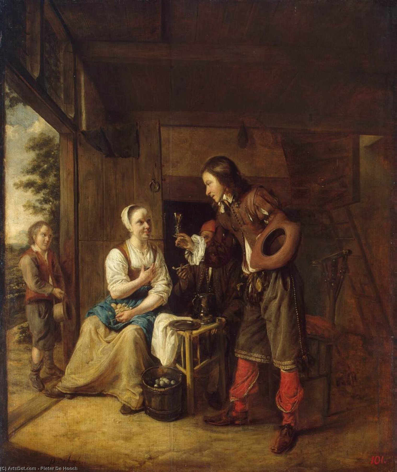 Uomo Che Offre Un Bicchiere Di Vino A Una Donna — Pieter De Hooch