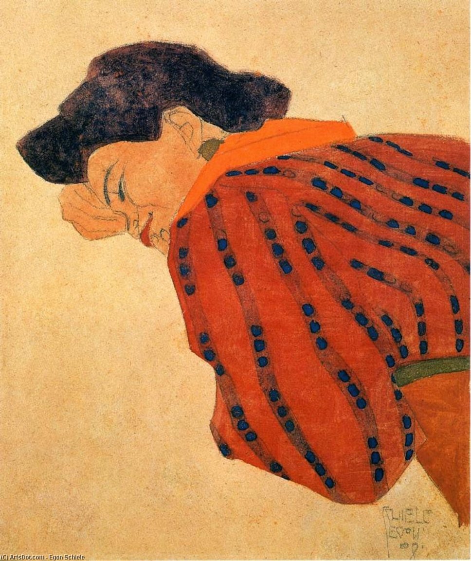 Donna Sdraiata Con Camicia Rossa — Egon Schiele