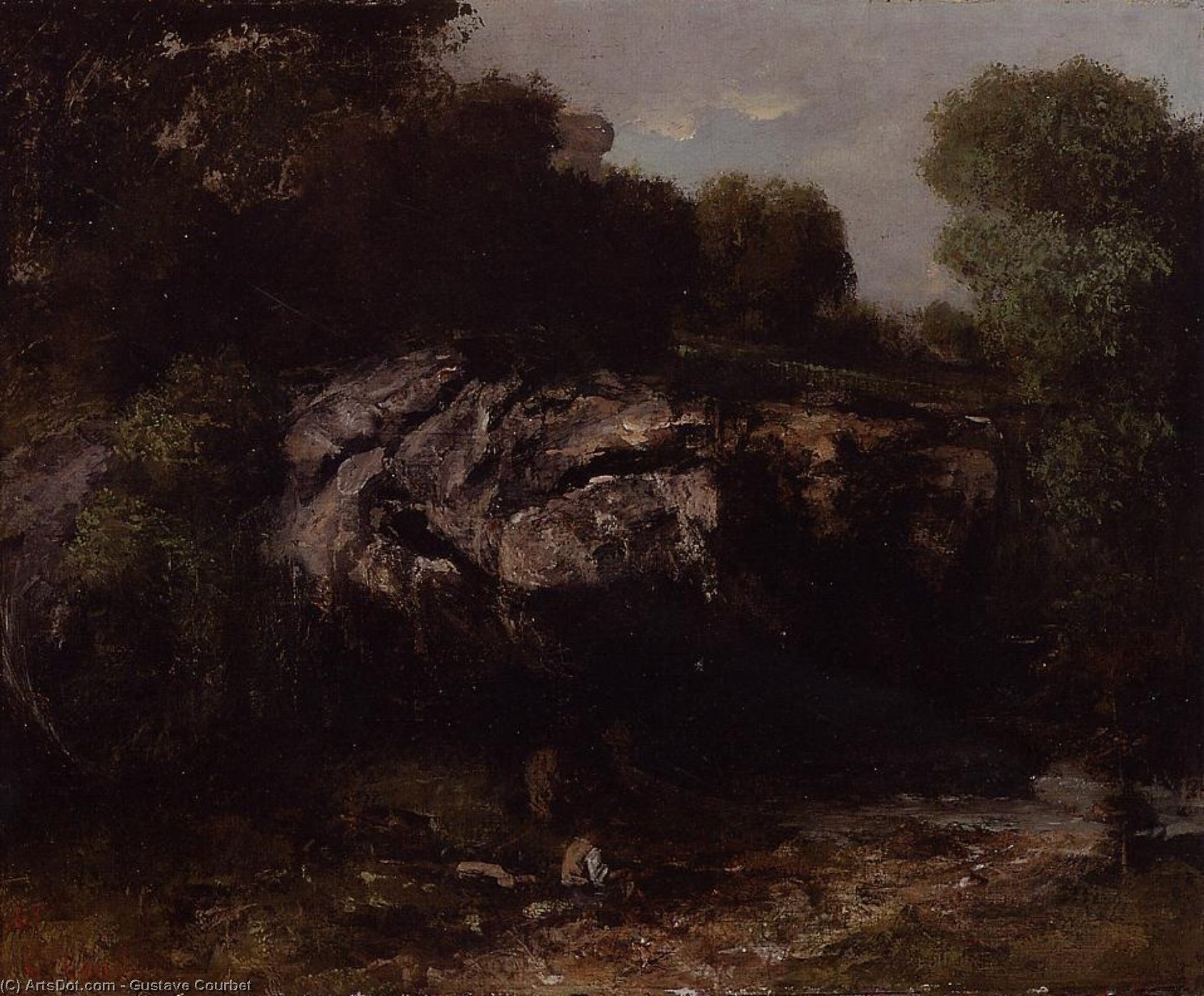 Rocky Landscape With Figure — Gustave Courbet