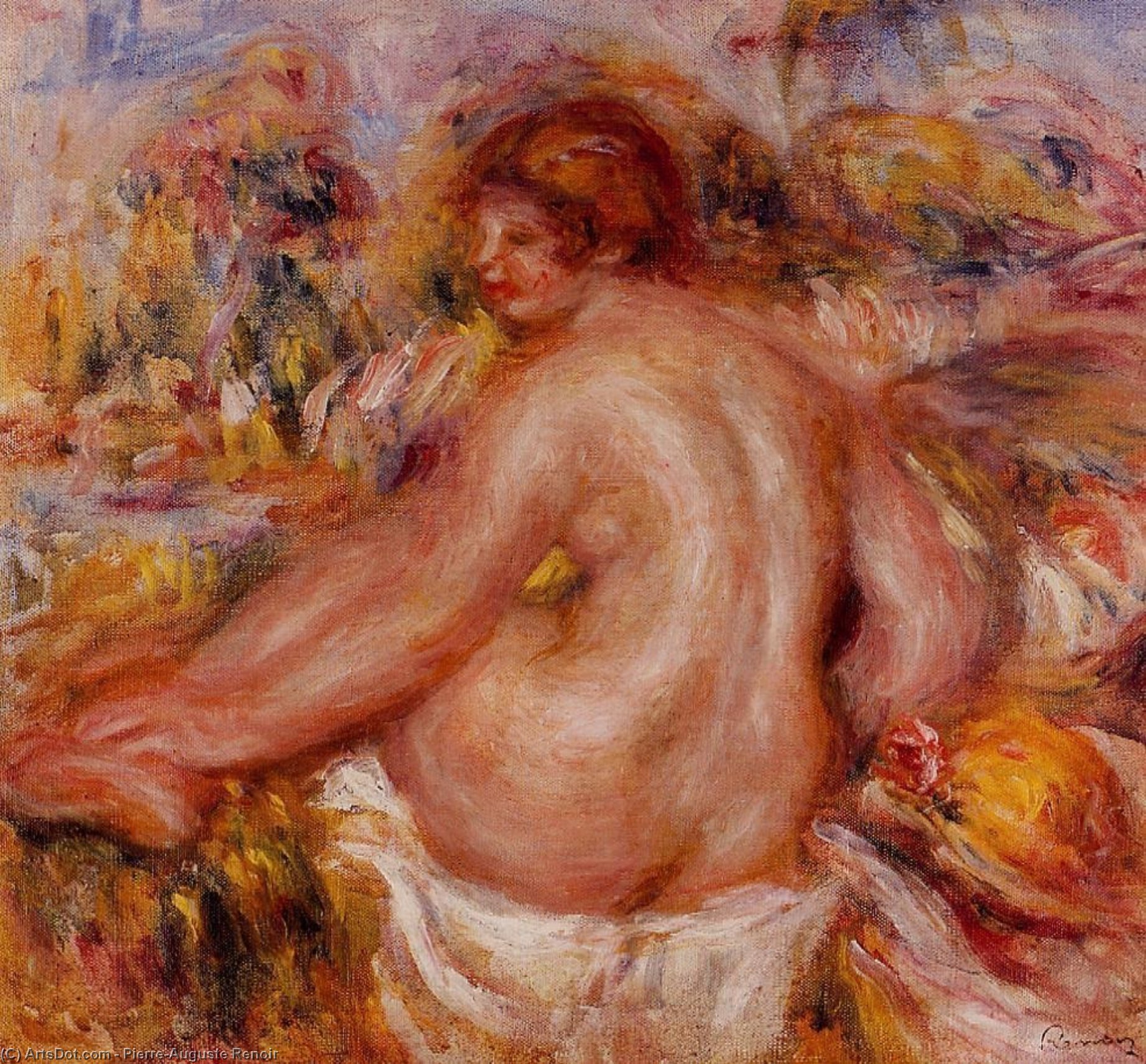 Après Bathing, Seated Female Nude — Pierre-auguste Renoir