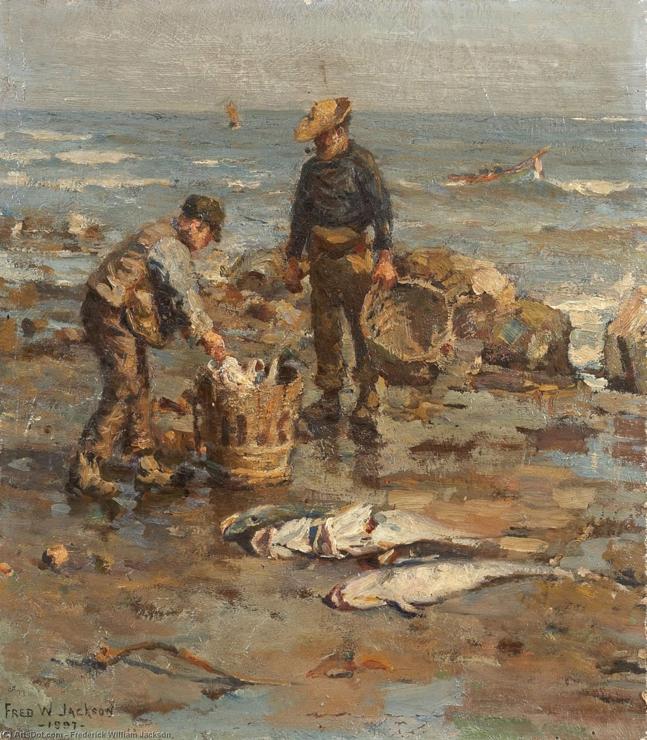 Strandszene Mit Zwei Fischern — Frederick William Jackson