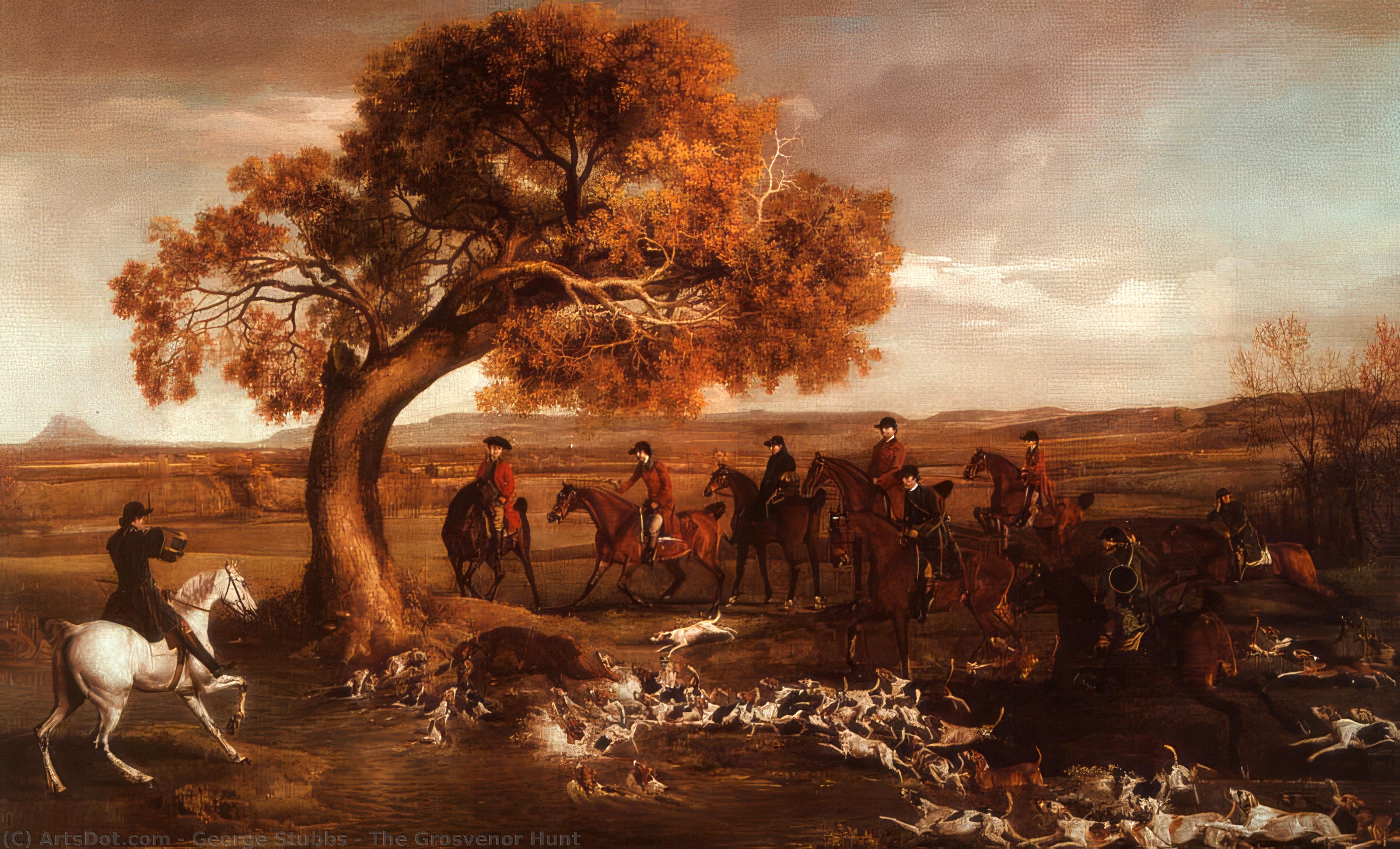 George Stubbs ग्रेवोसनर हंट Academic Painting Techniques, Naturalism Oil On Canvas Vibrant Autumn Foliage, Dynamic Hunting Scene, Detailed Horses And Hunters, Pack Of Hunting Dogs Realistic, Classical Hunting Scene With Mounted Hunters And Dogs The — जॉर्ज स्टब्स
