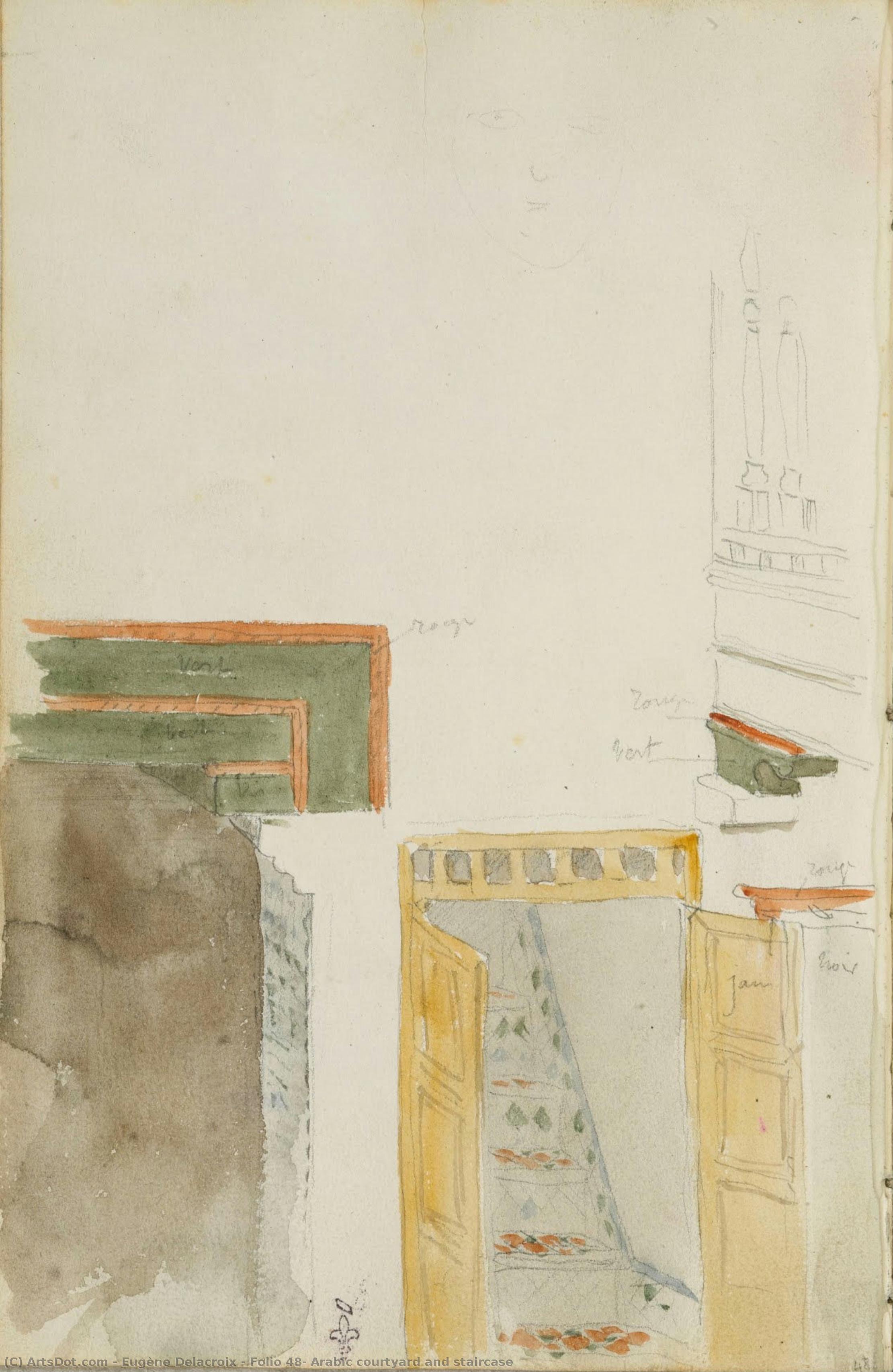 Folio 48, Cortile Arabo E Scalinata — Eugène Delacroix