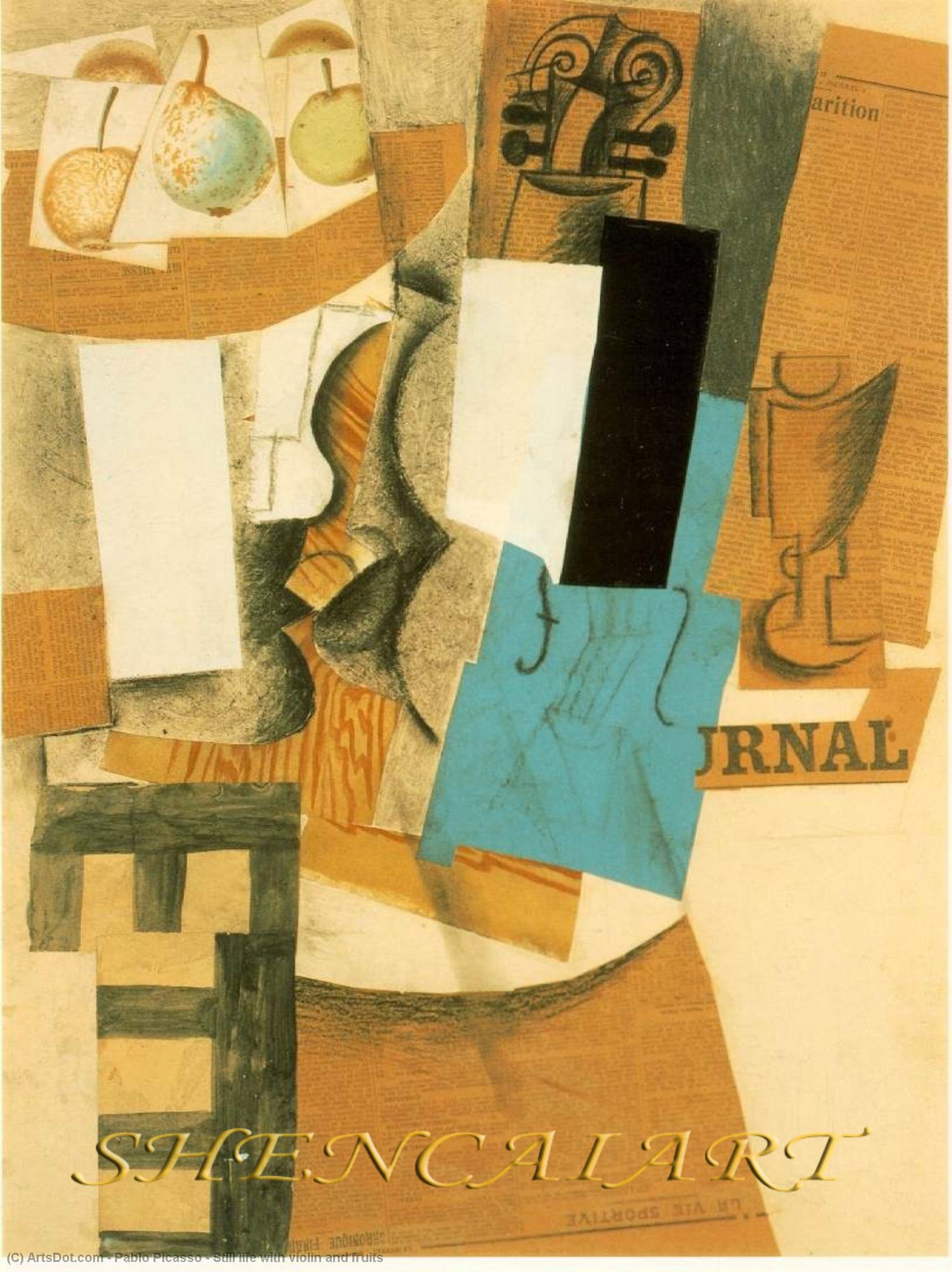 Still Life With Violin And Fruits — Pablo Picasso