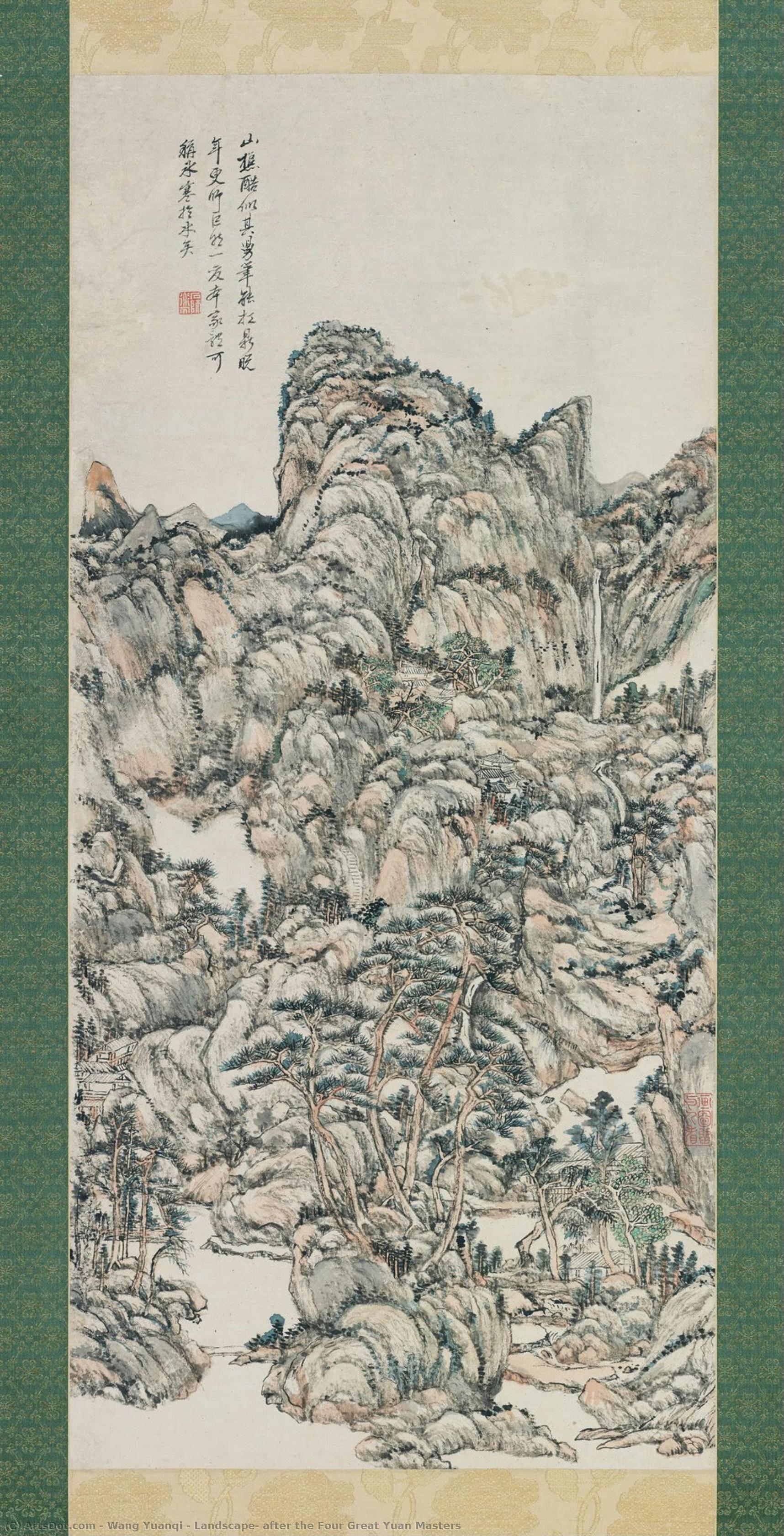 Paysage, D'après Les Quatre Grands Maîtres De La Dynastie Yuan — Wang Yuanqi
