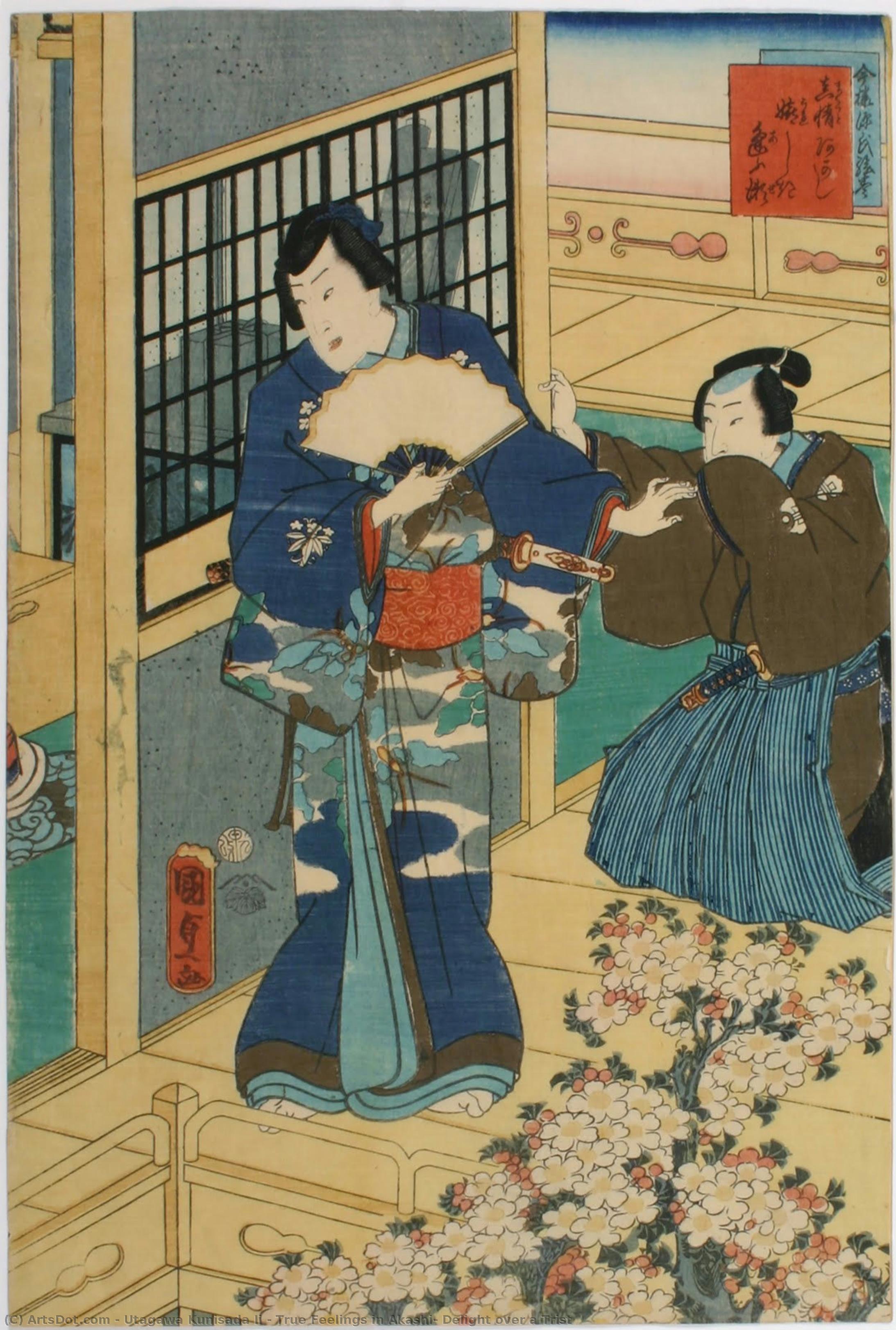 True Feelings In Akashi, Delight Over A Trist — Utagawa Kunisada Ii
