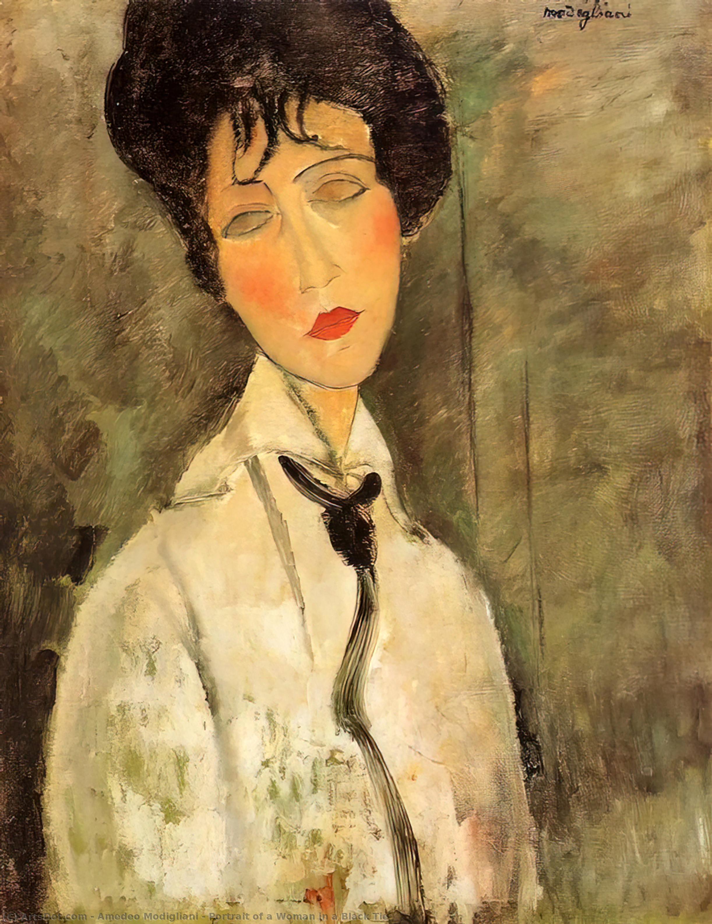 Portrait Of A Woman In A Black Tie — Amedeo Clemente Modigliani