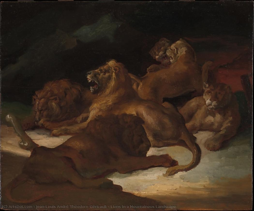 Löwen In Einer Berglandschaft — Théodore Géricault