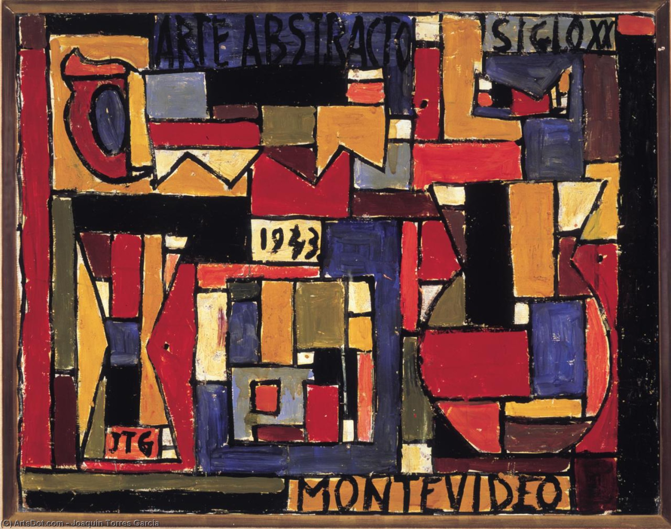 Abstract Art In Five Tones And Complementaries - (1943) — Joaquín Torres-garcía
