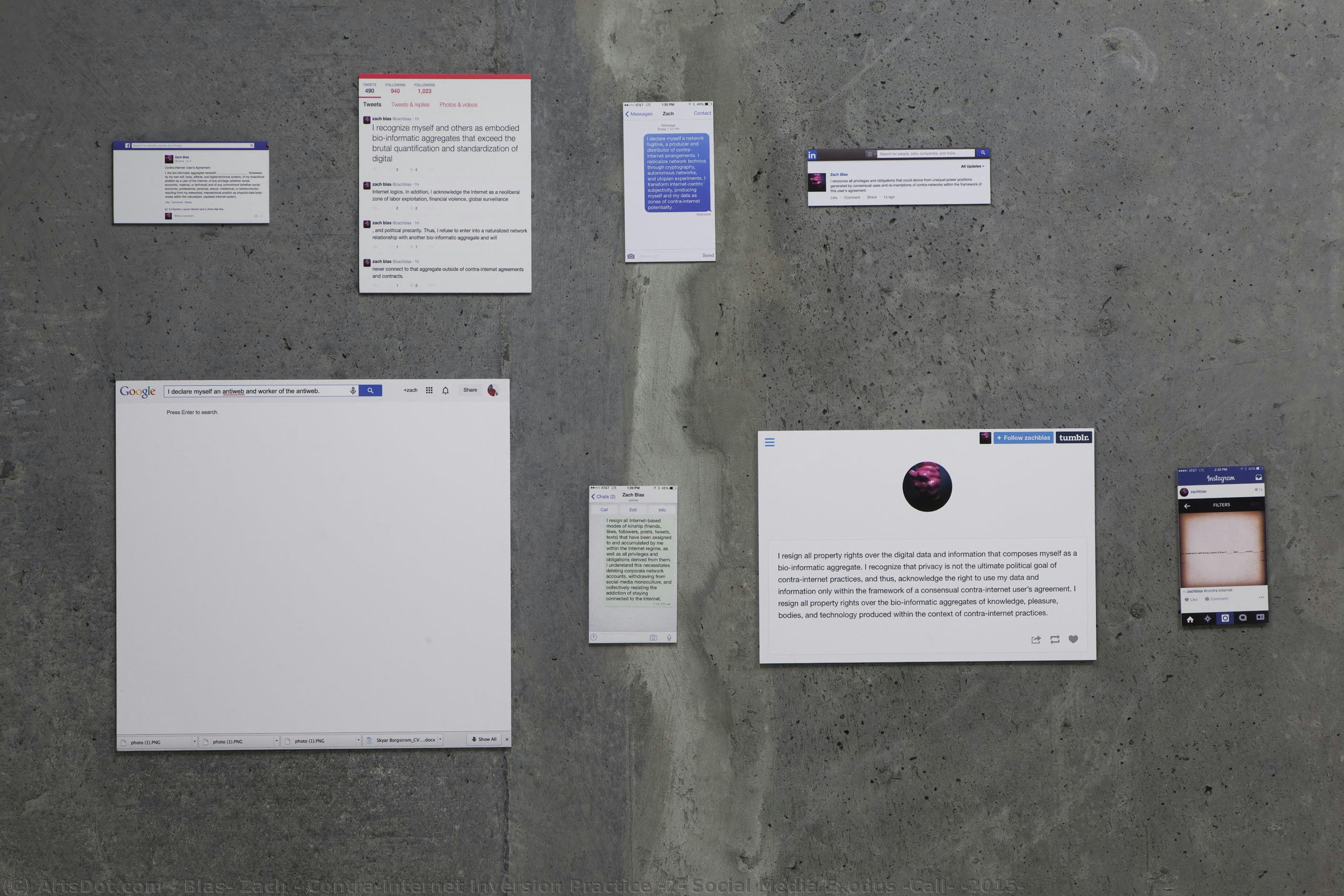 Contra-internet Inversion Practice #2: Social Media Exodus (call) (2015) — Blas, Zach