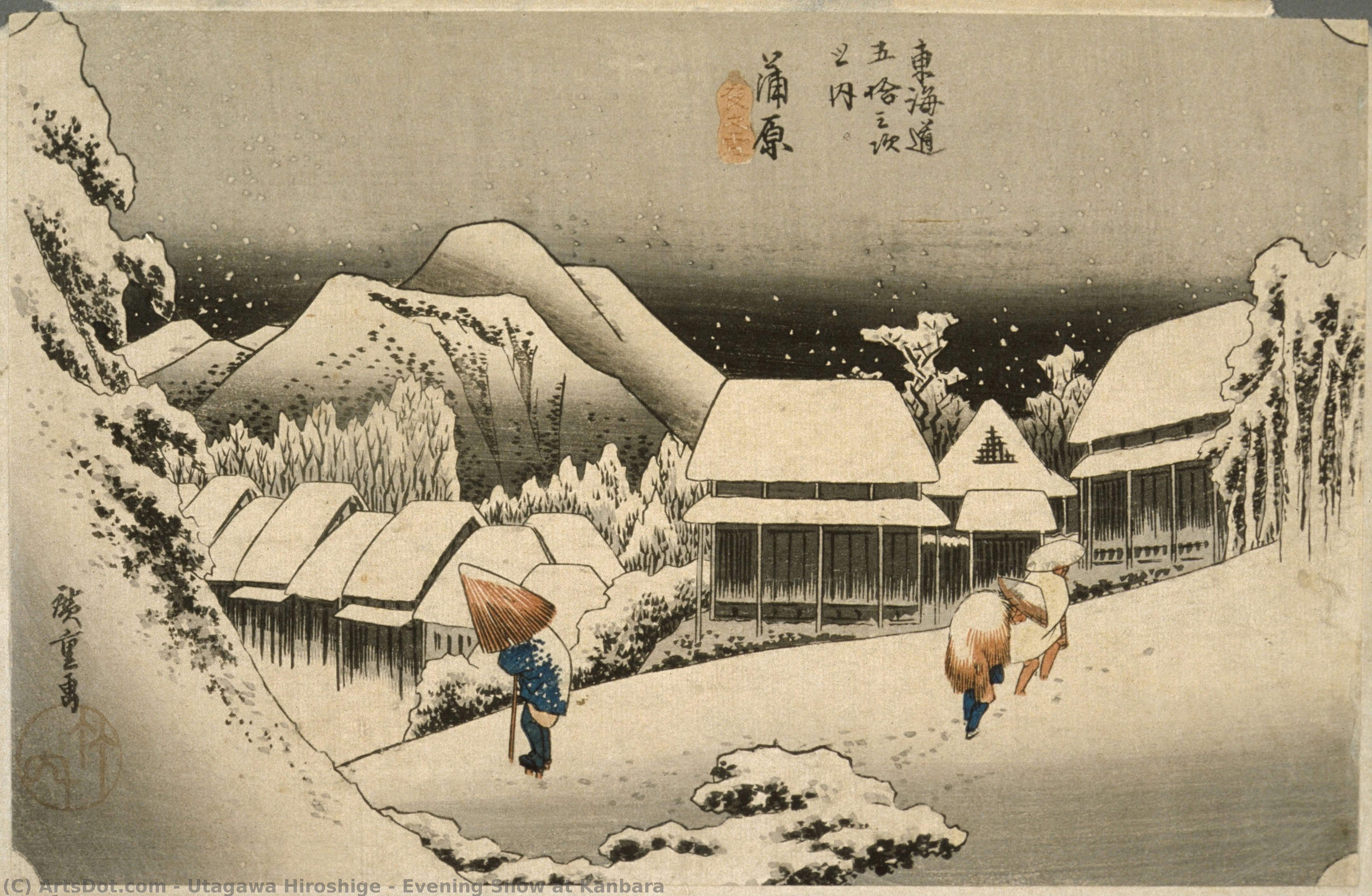 Evening Snow At Kanbara — Hiroshige