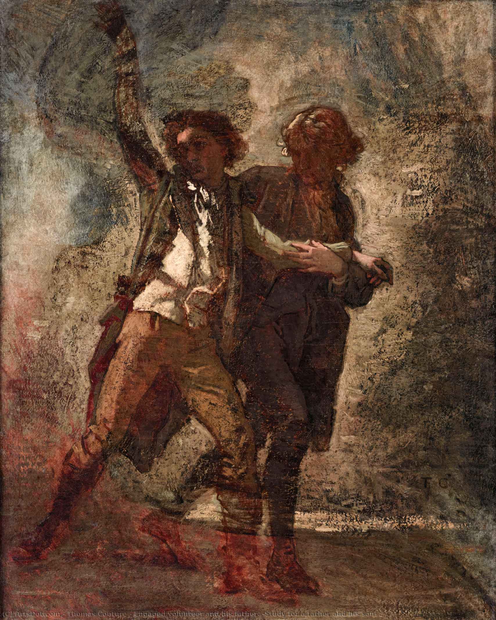 Ingaggiato Volontario E Suo Padre. (studio Per Un Padre E Figlio) — Thomas Couture