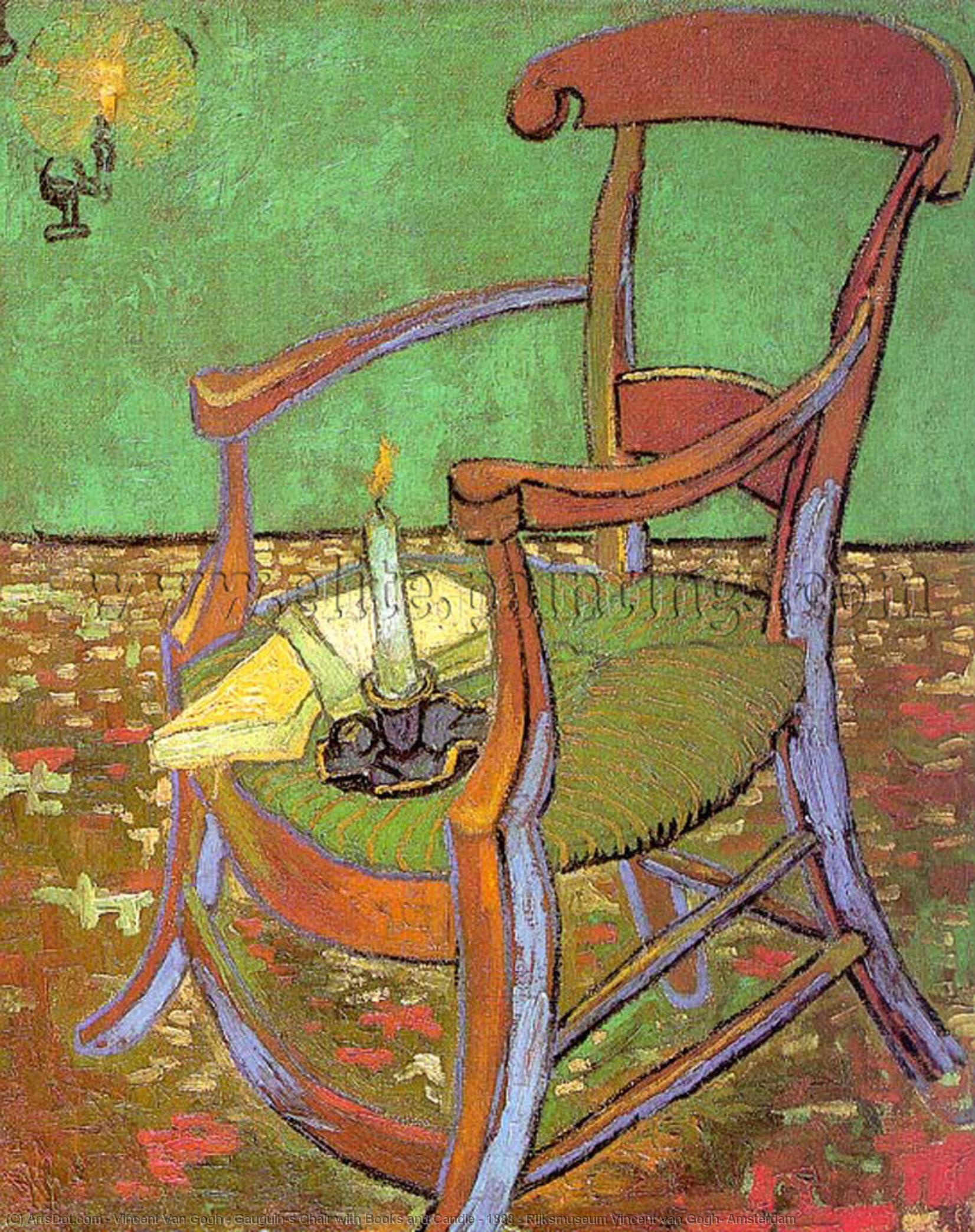 "gauguin's Chair With Books And Candle - 1888 - Rijksmuseum Vincent Van Gogh, Amsterdam" Translates To: “la Silla De Gauguin Con Libros Y Velas – 1888 – Rijksmuseum Vincent Van Gogh, Ámsterdam” — Vincent Willem Van Gogh