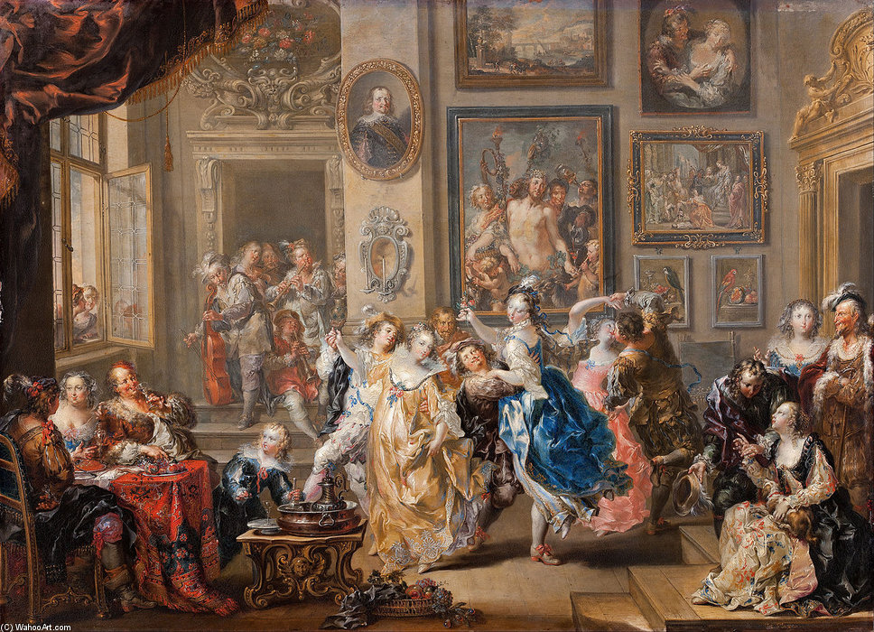Dancing Scene With Palace Interior — 요한 게오르크 플라처