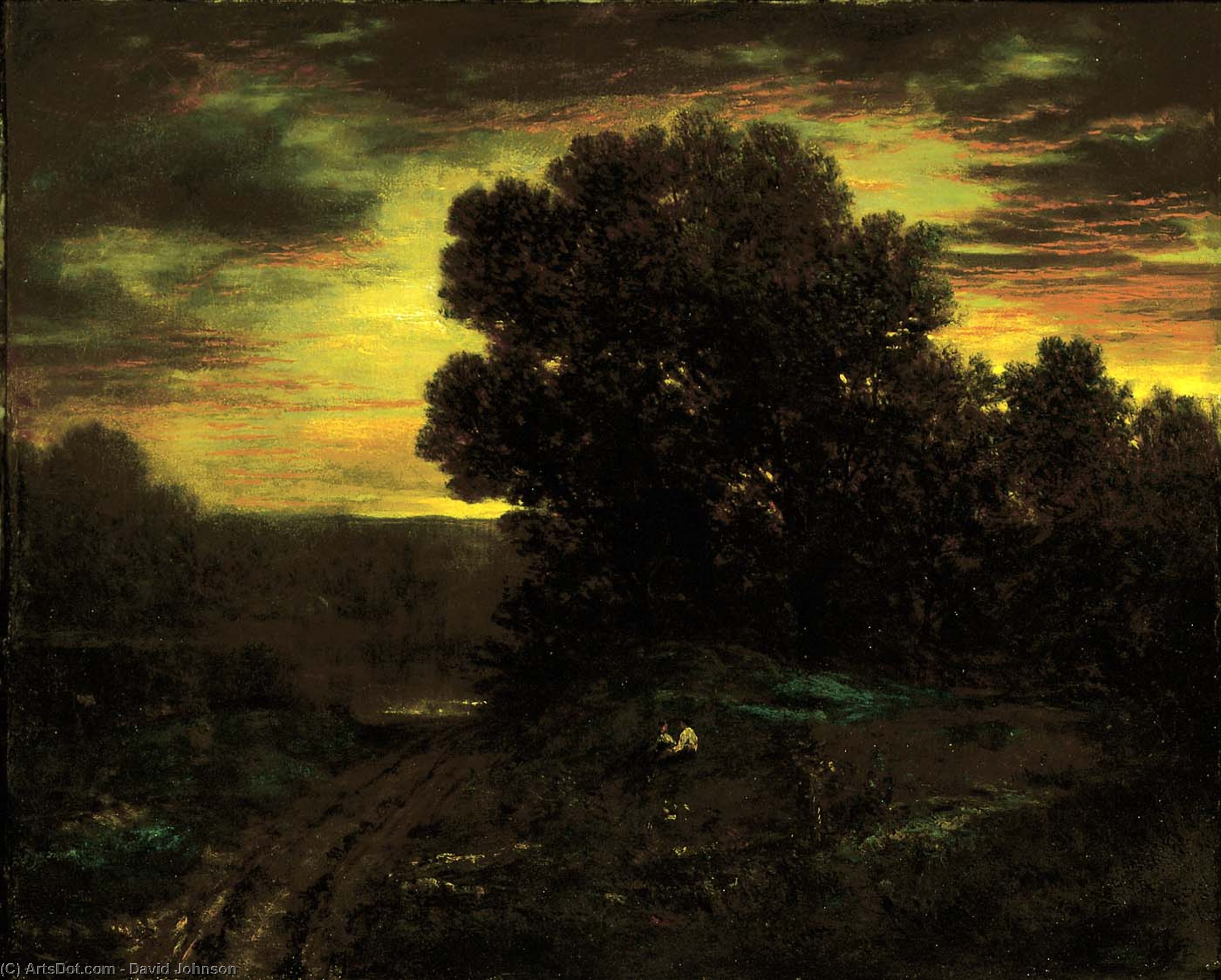 River Landscape At Sunset — David Johnson