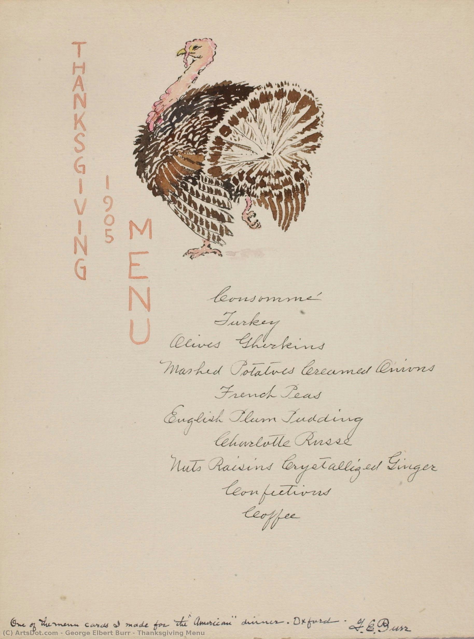 Thanksgiving Menu — George Elbert Burr