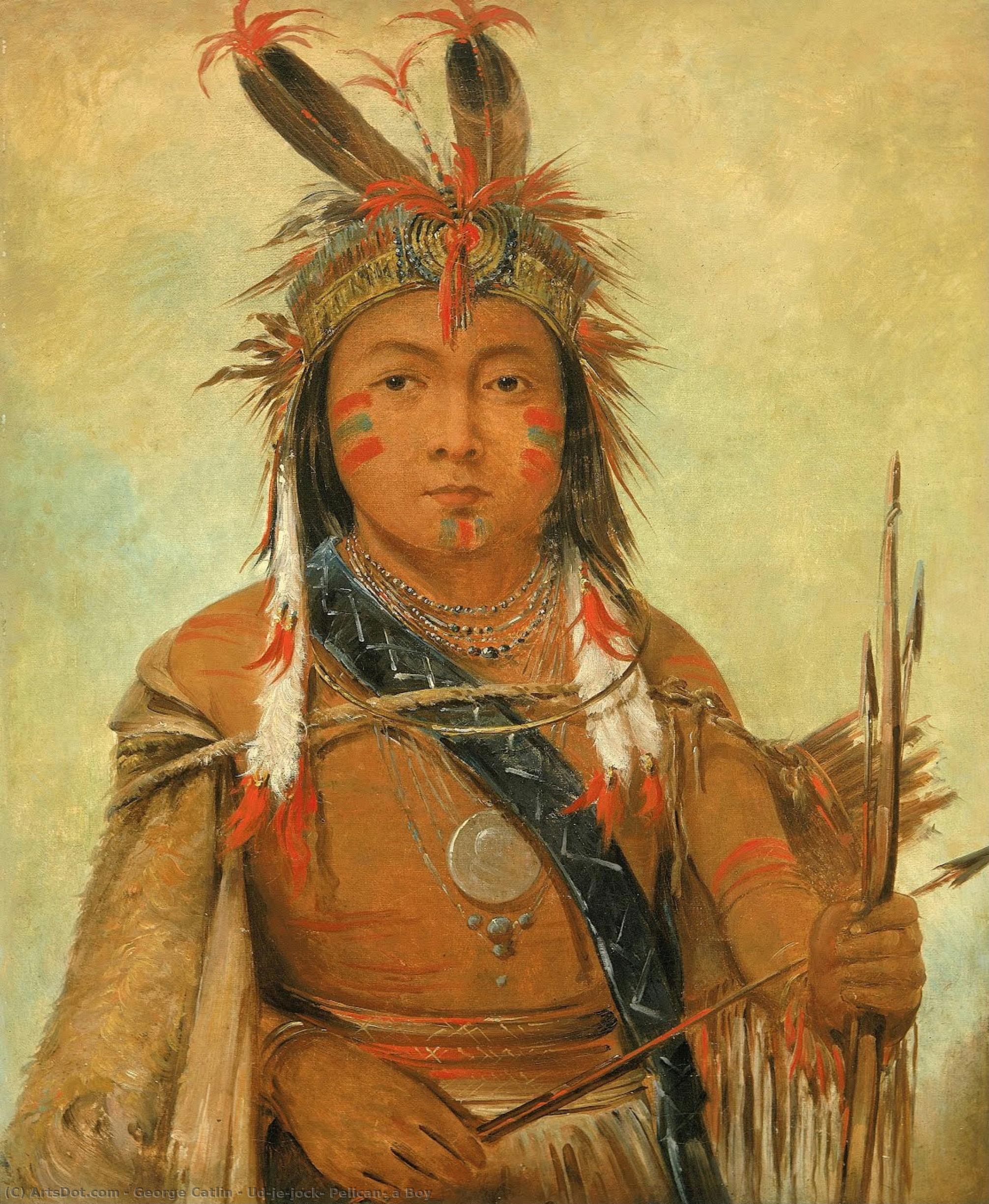 Ud-je-jock, Pelikan, Mladík — George Catlin