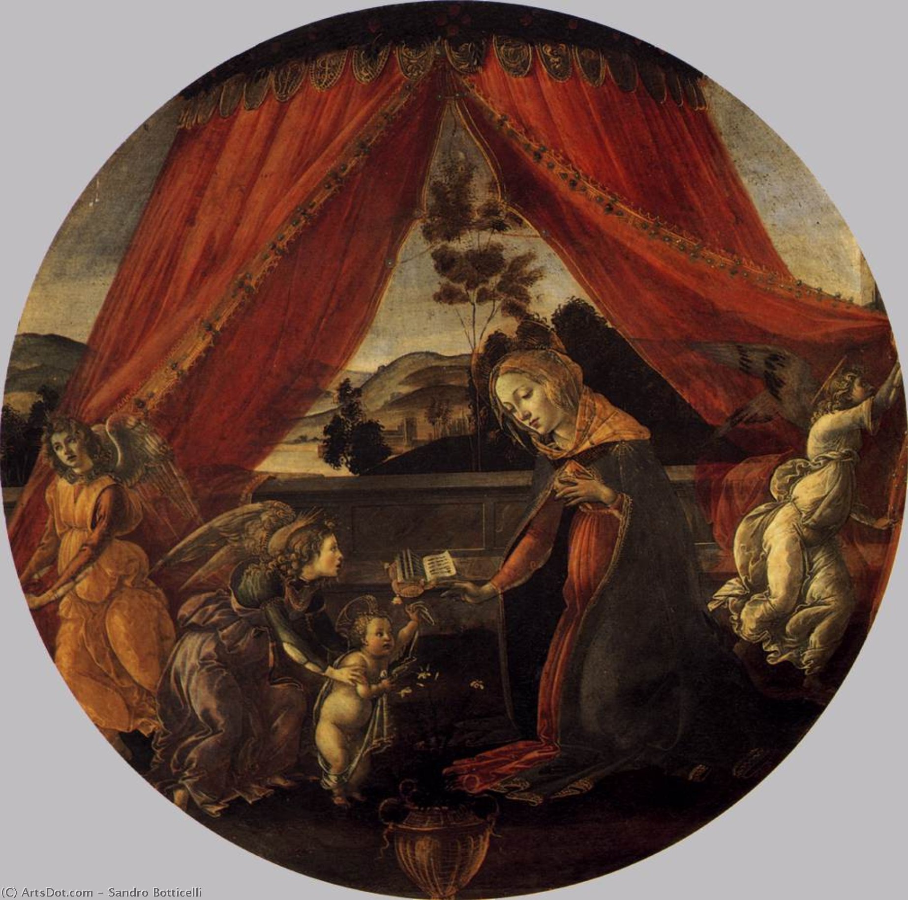 Madonna Med Barn Og Tre Engle — Sandro Botticelli