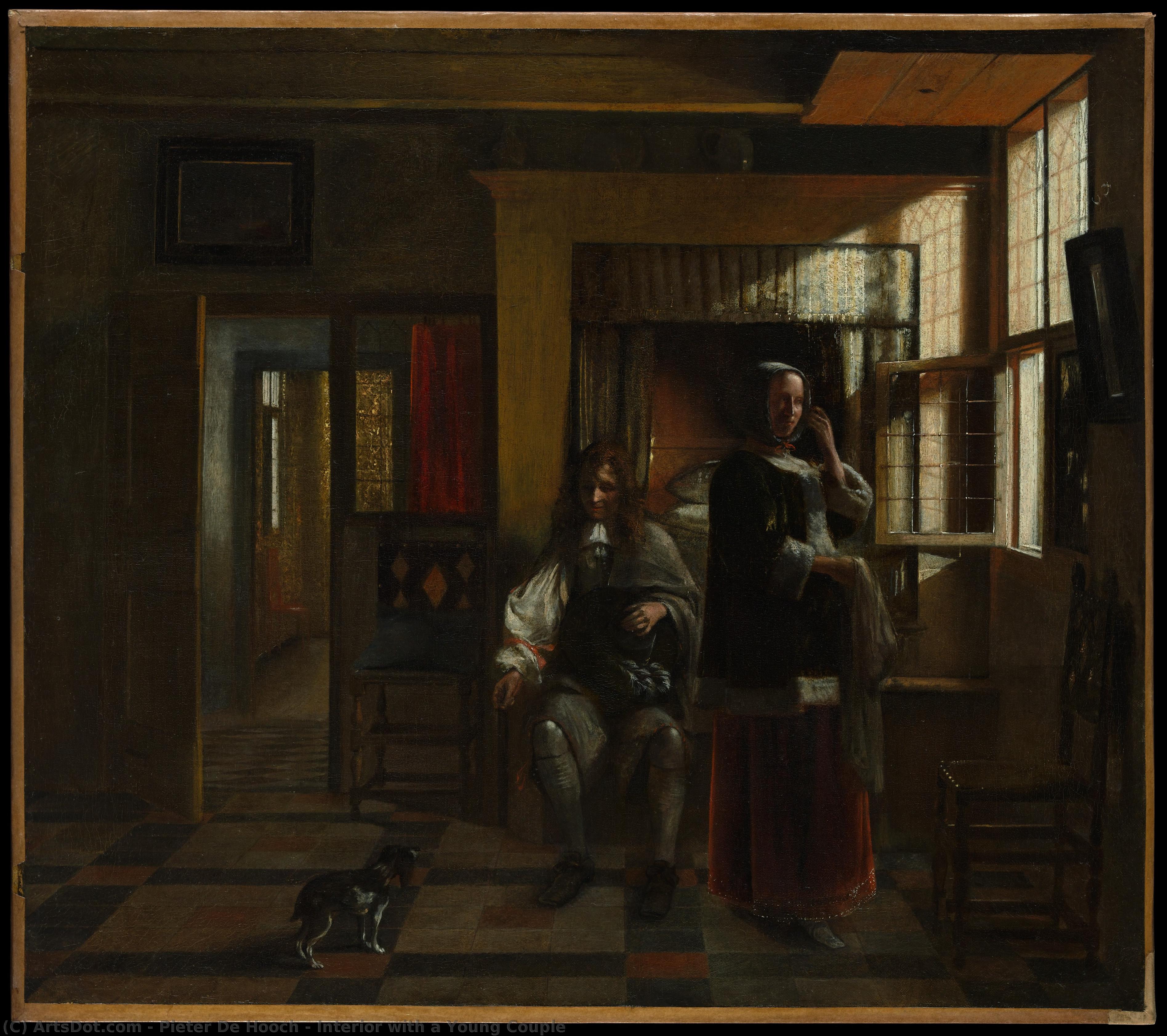 Interior Con Una Joven Pareja — Pieter De Hooch