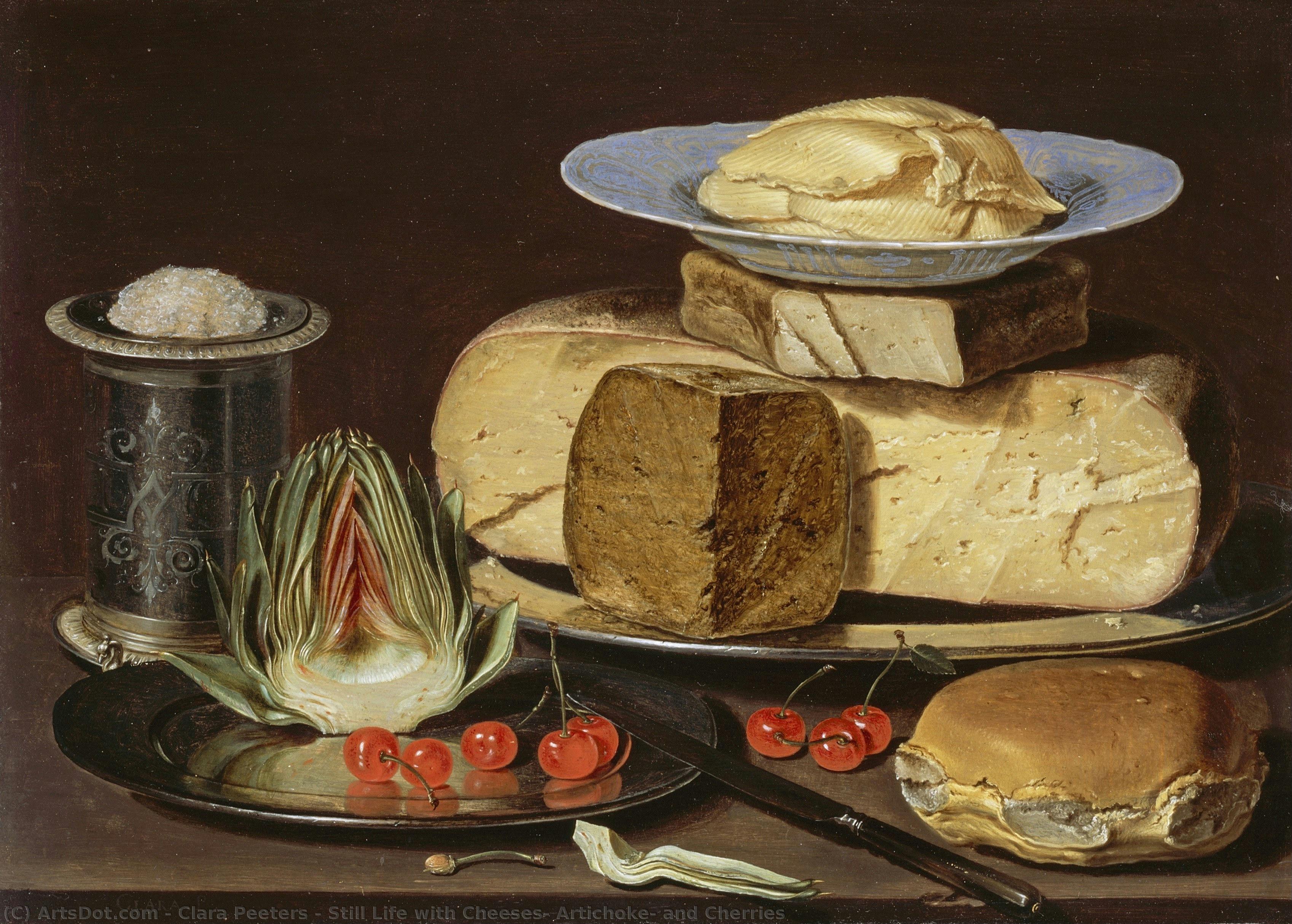 Natura Morta Con Formaggi, Carciofo E Ciliegie — Clara Peeters