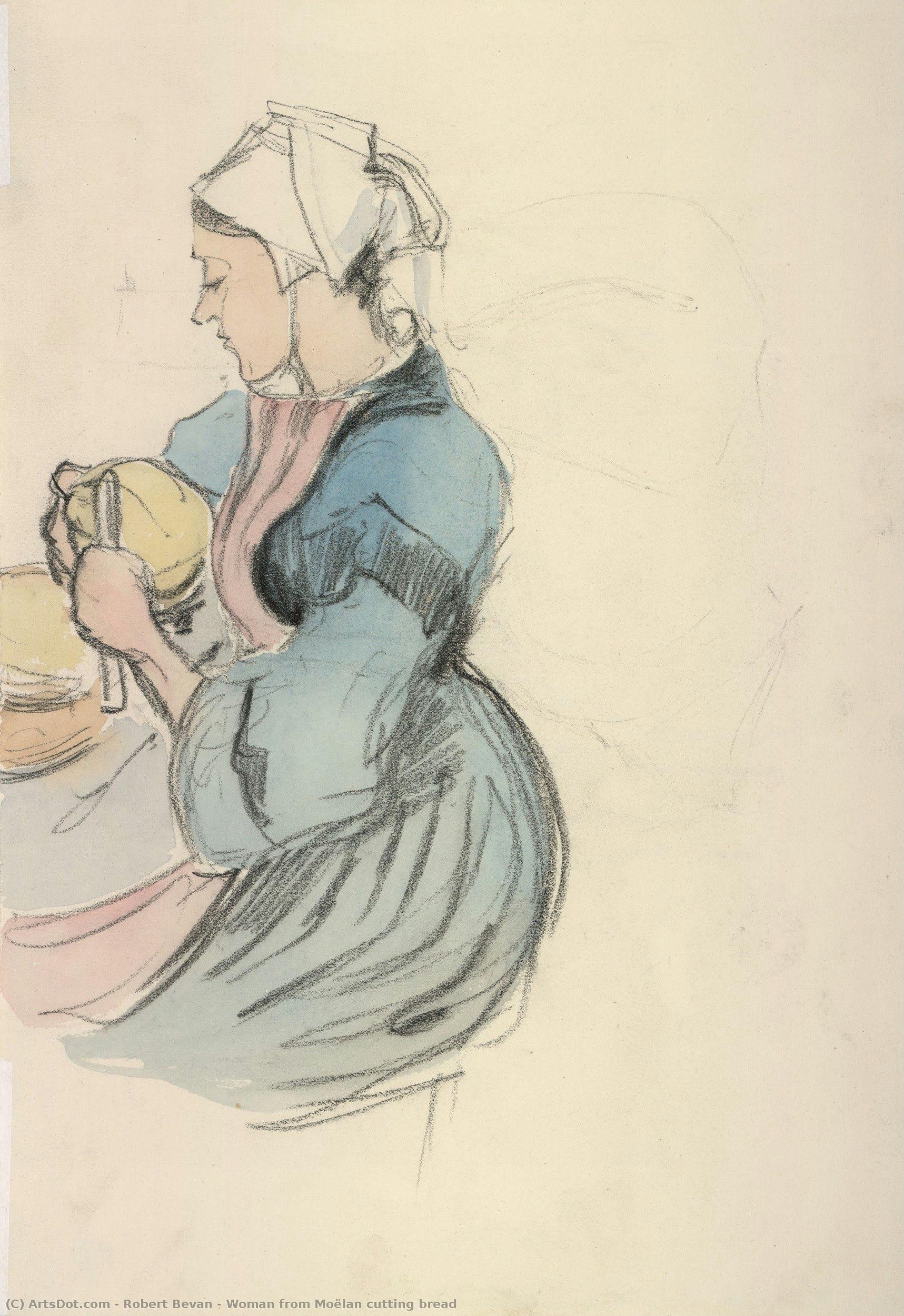Woman From Moëlan Cutting Bread — 로버트 폴힐 베반