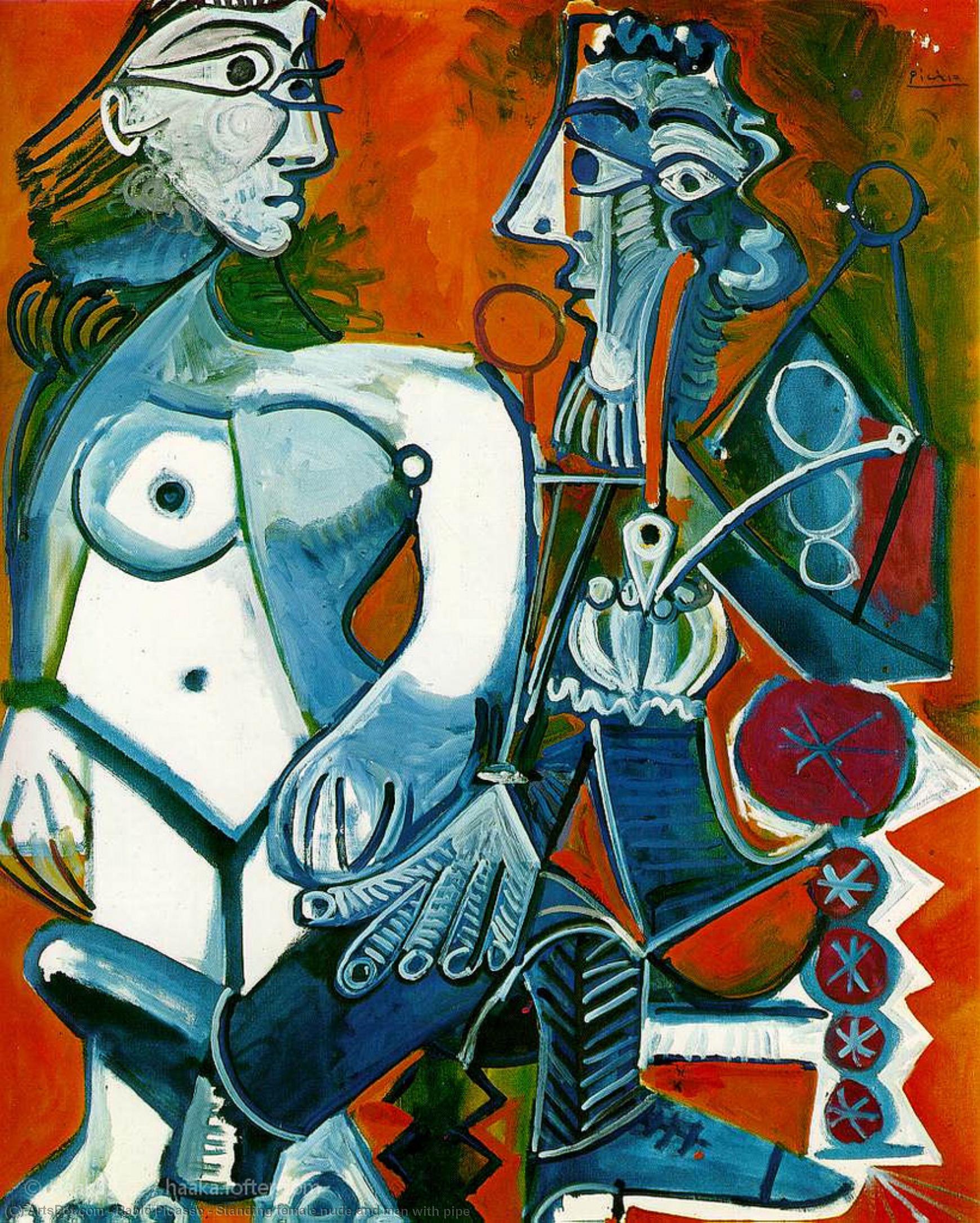 Femme Nue Debout Et Homme À La Pipe — Pablo Picasso