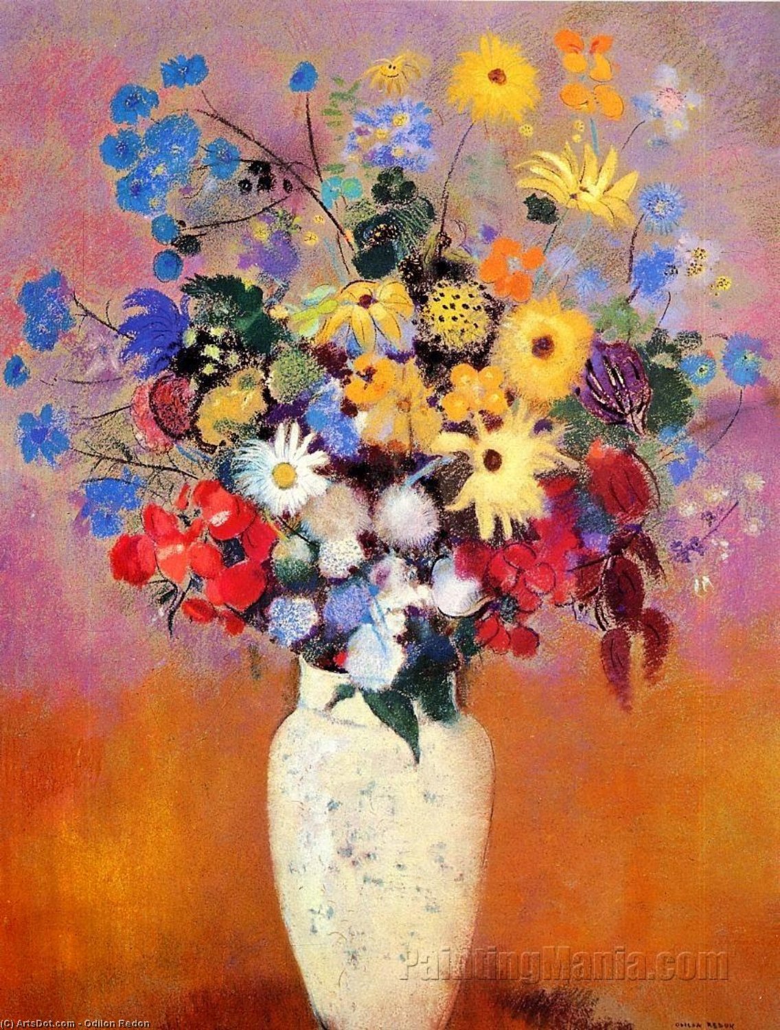 Weiße Vase Mit Blumen — Odilon Redon