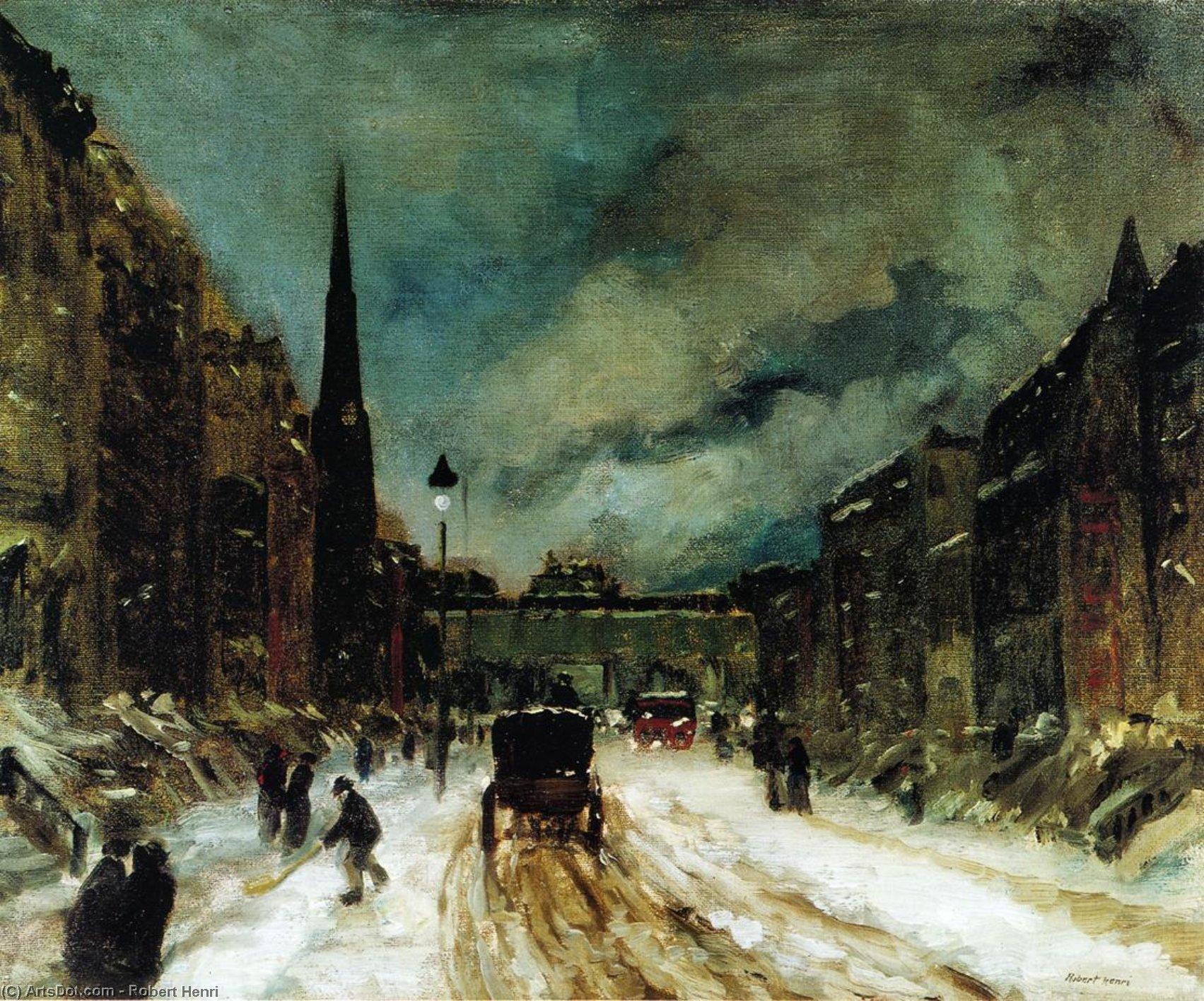 Scena Di Strada Con La Neve — Robert Henri