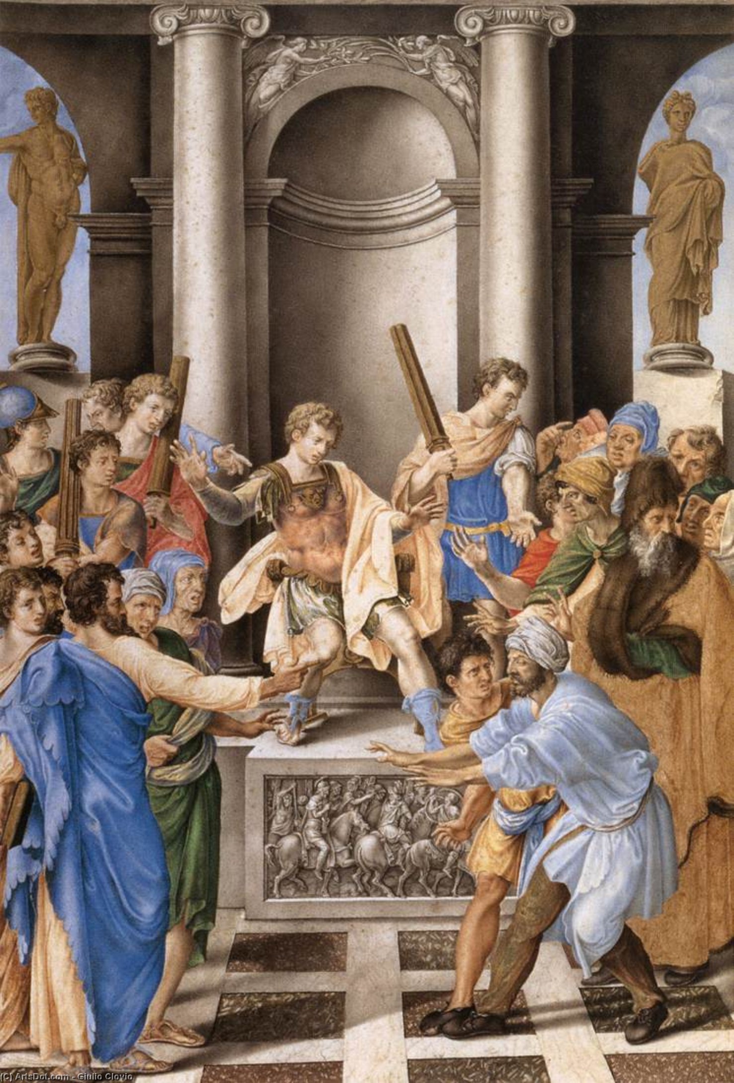 Elymas Struck Blind By St Paul Before The Proconsul Sergius Paulus — Giulio Clovio