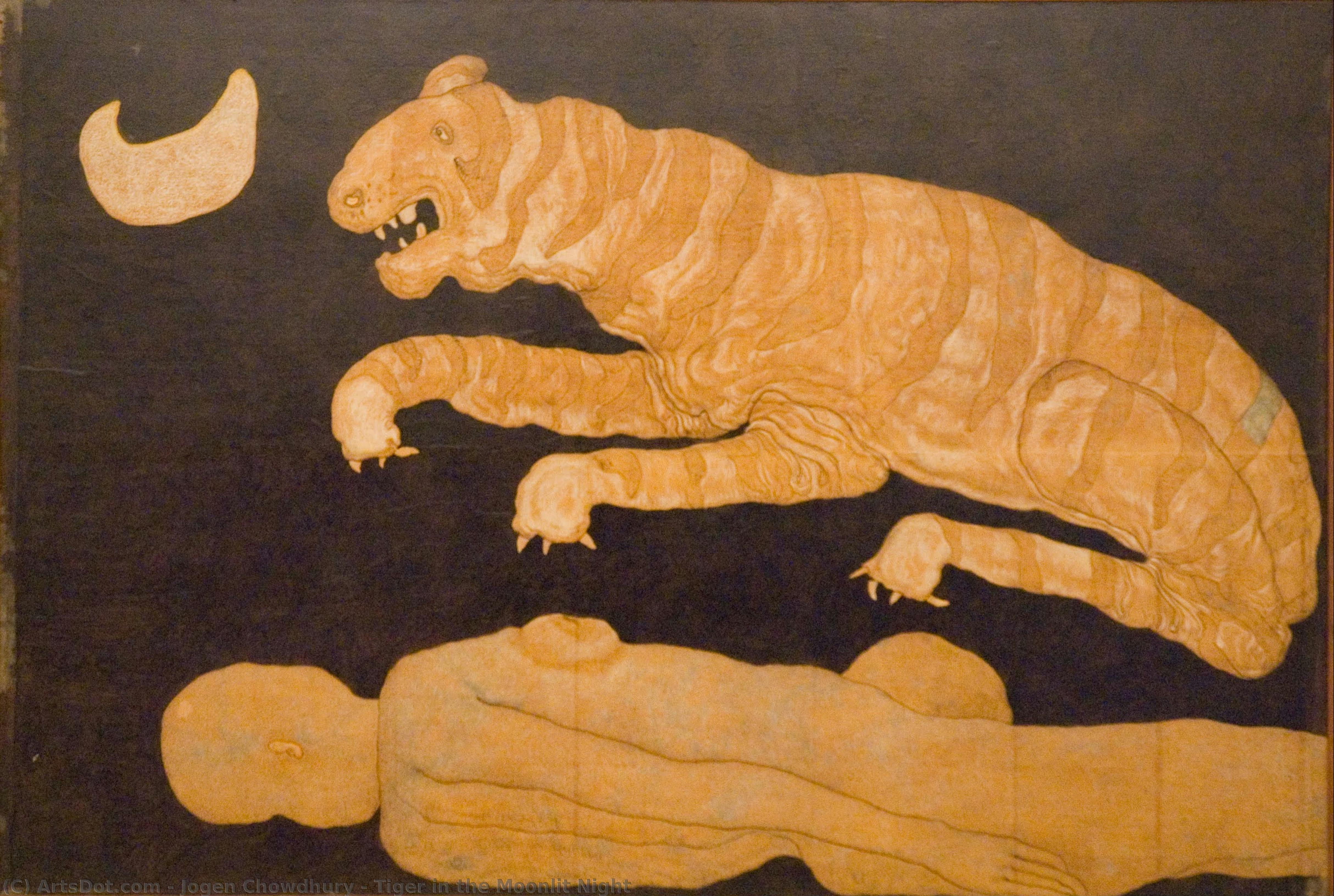 Tiger In The Moonlit Night — Jogen Chowdhury