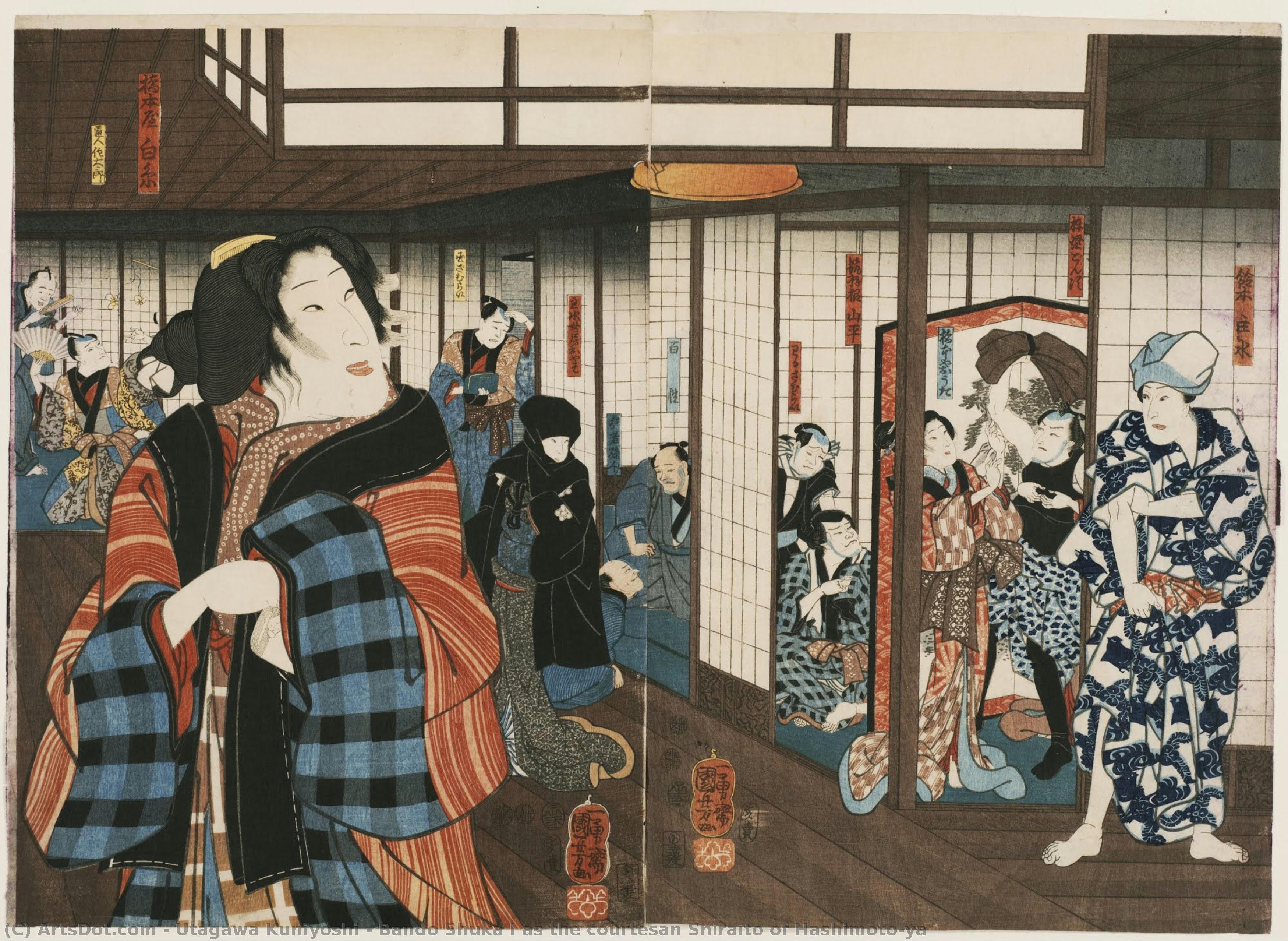 Bando Shuka I Als Die Kurtisane Shiraito Aus Dem Hause Hashimoto-ya — Utagawa Kuniyoshi