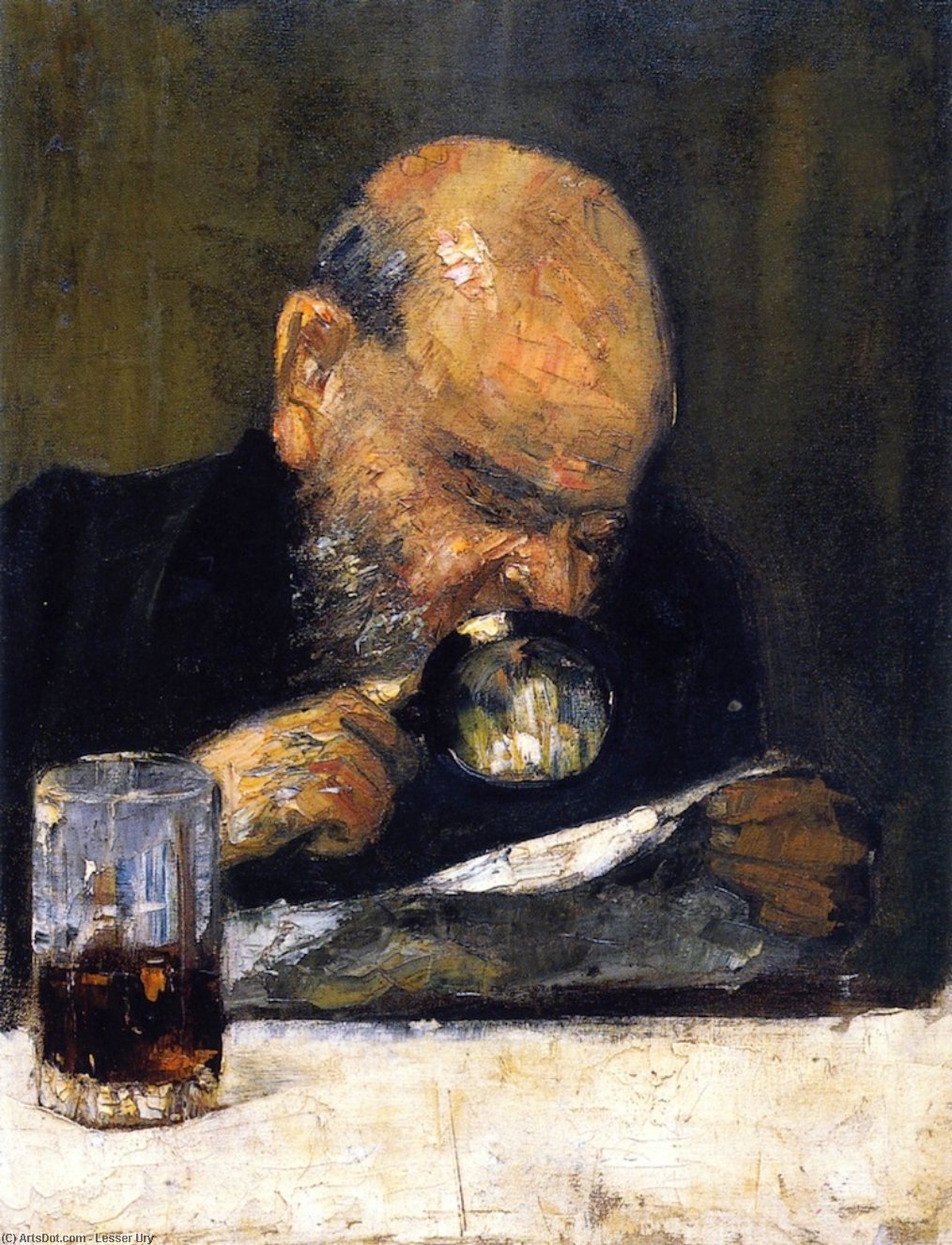 Reader With Magnifying Glass — Lesser Ury