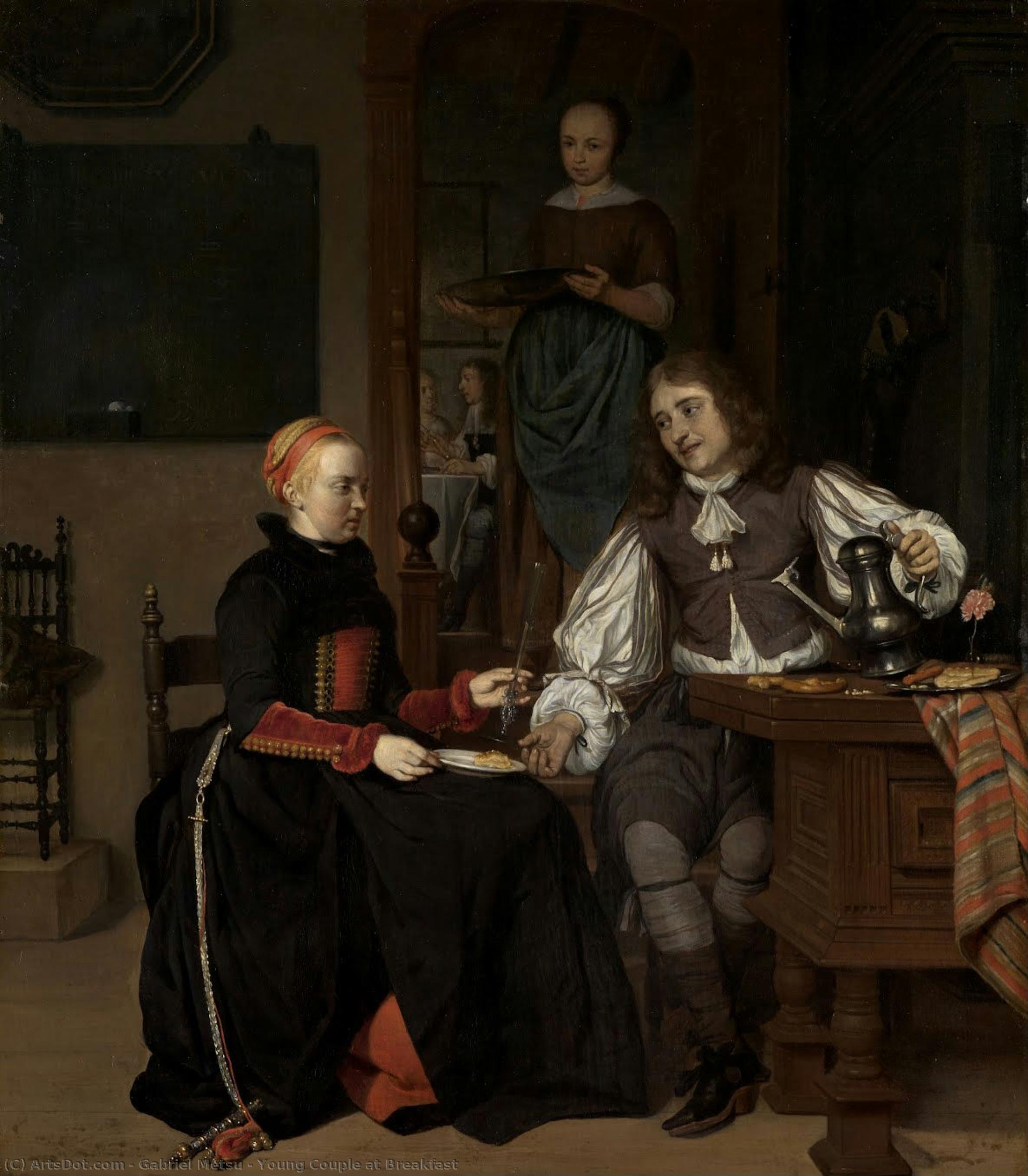 Young Couple At Breakfast — Gabriel Metsu