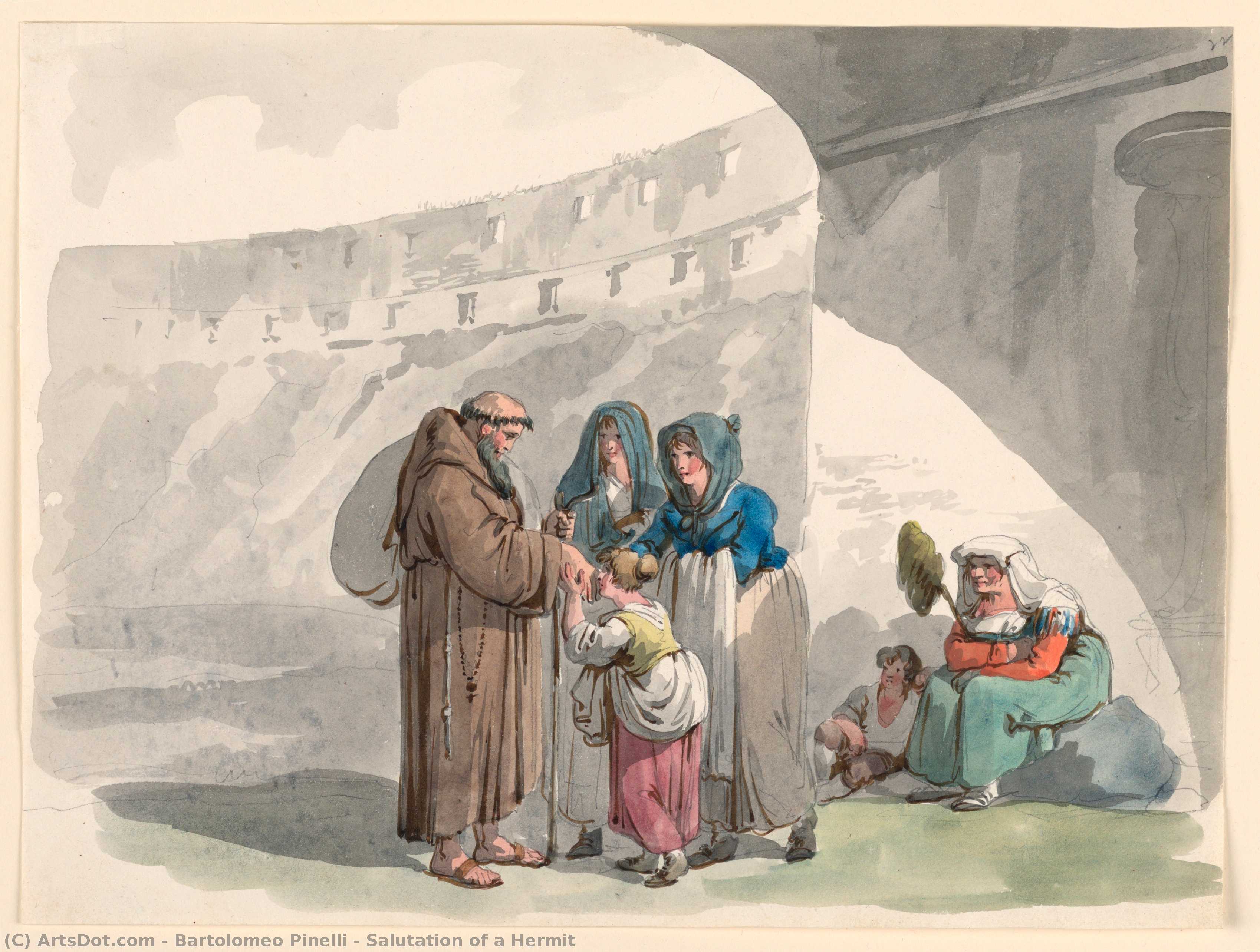 Salutation Of A Hermit — Bartolomeo Pinelli
