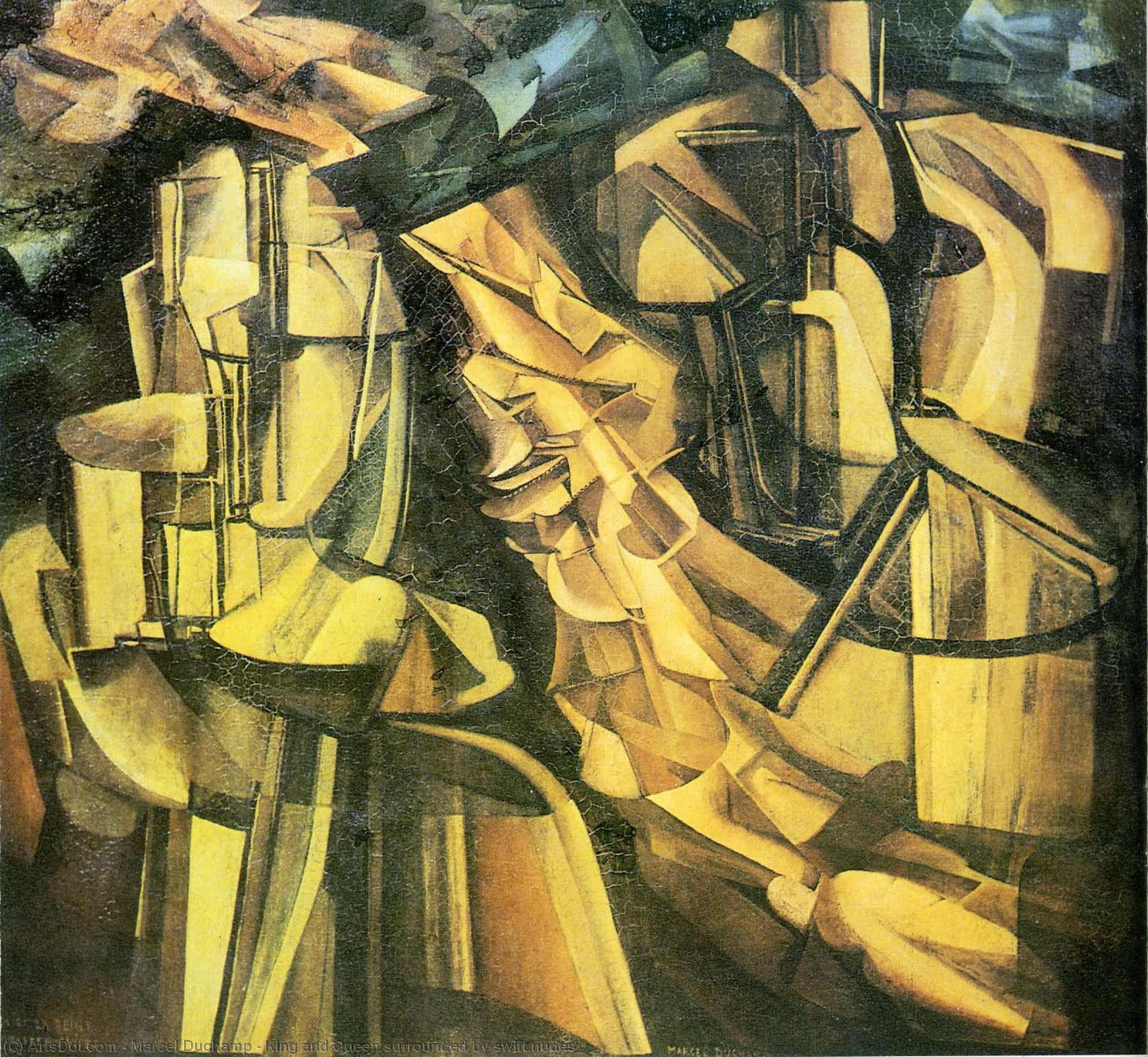 Re Enzo E Regina Circondati Da Nudi Rapidi — Marcel Duchamp