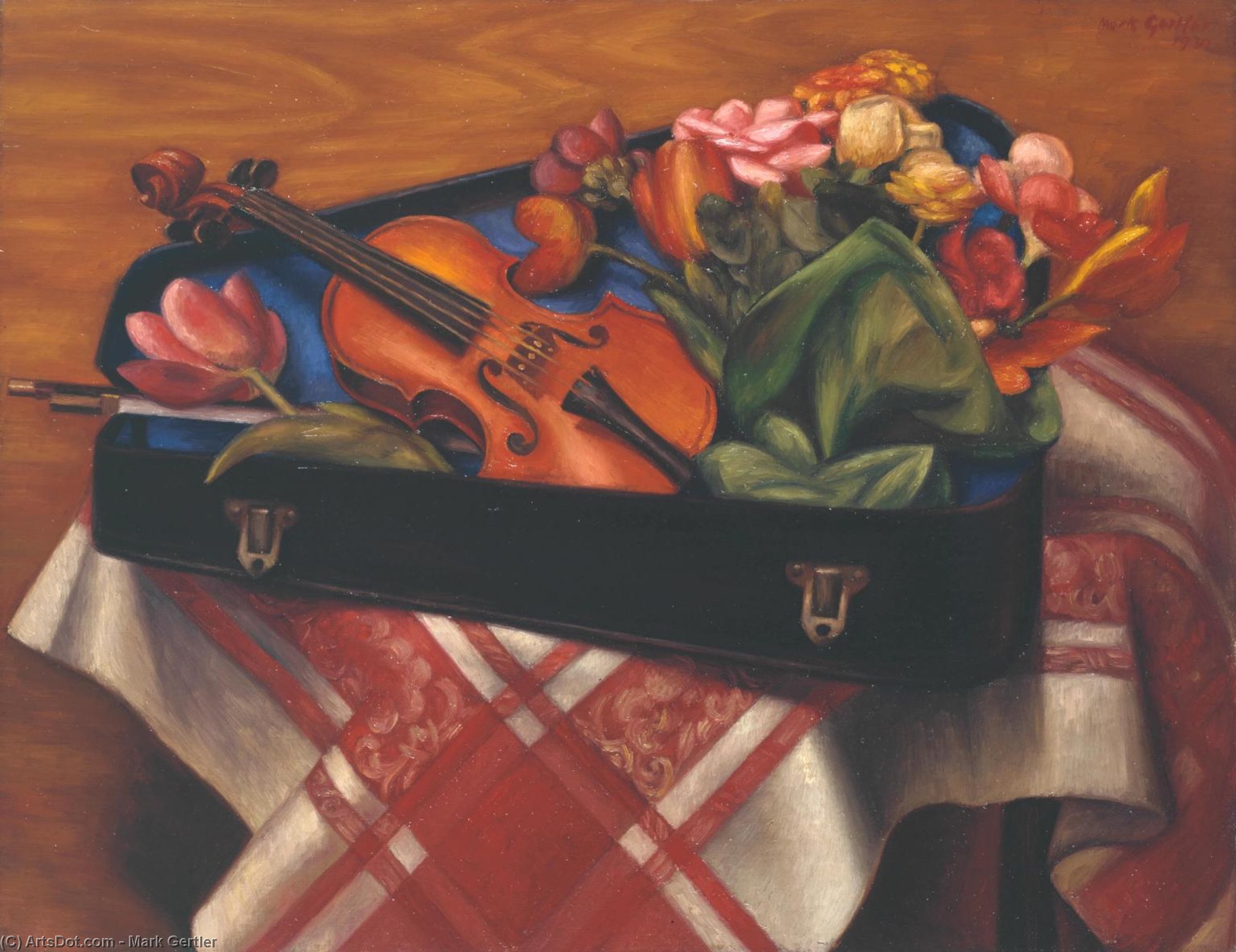 Violin Case And Flowers — Markas Gertleris