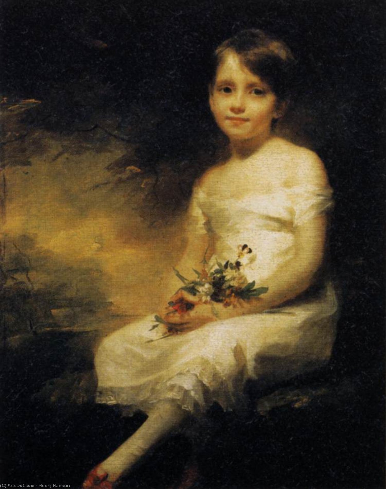 Young Girl Holding Flowers — Henry Raeburn