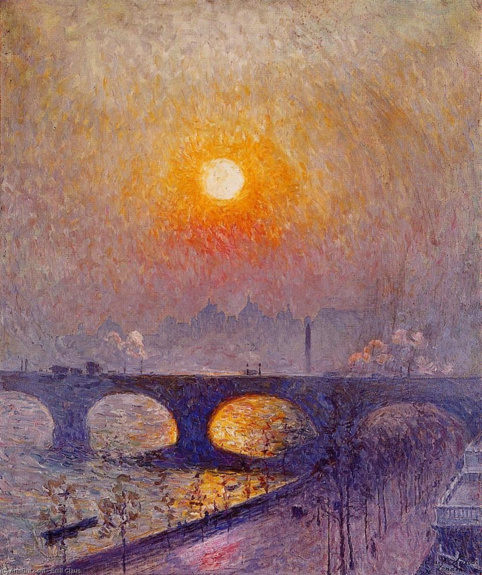 Sunset Over Waterloo Bridge — Émile Claus