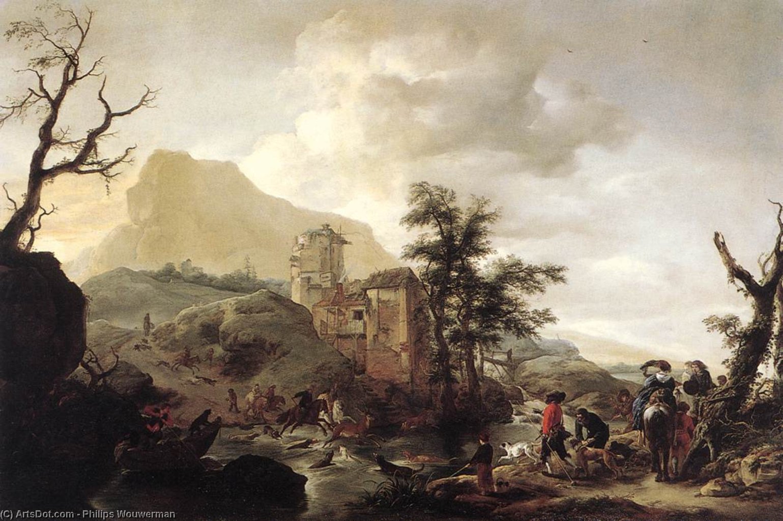 Stag Hunt In A River — Filipas Vouvermanas