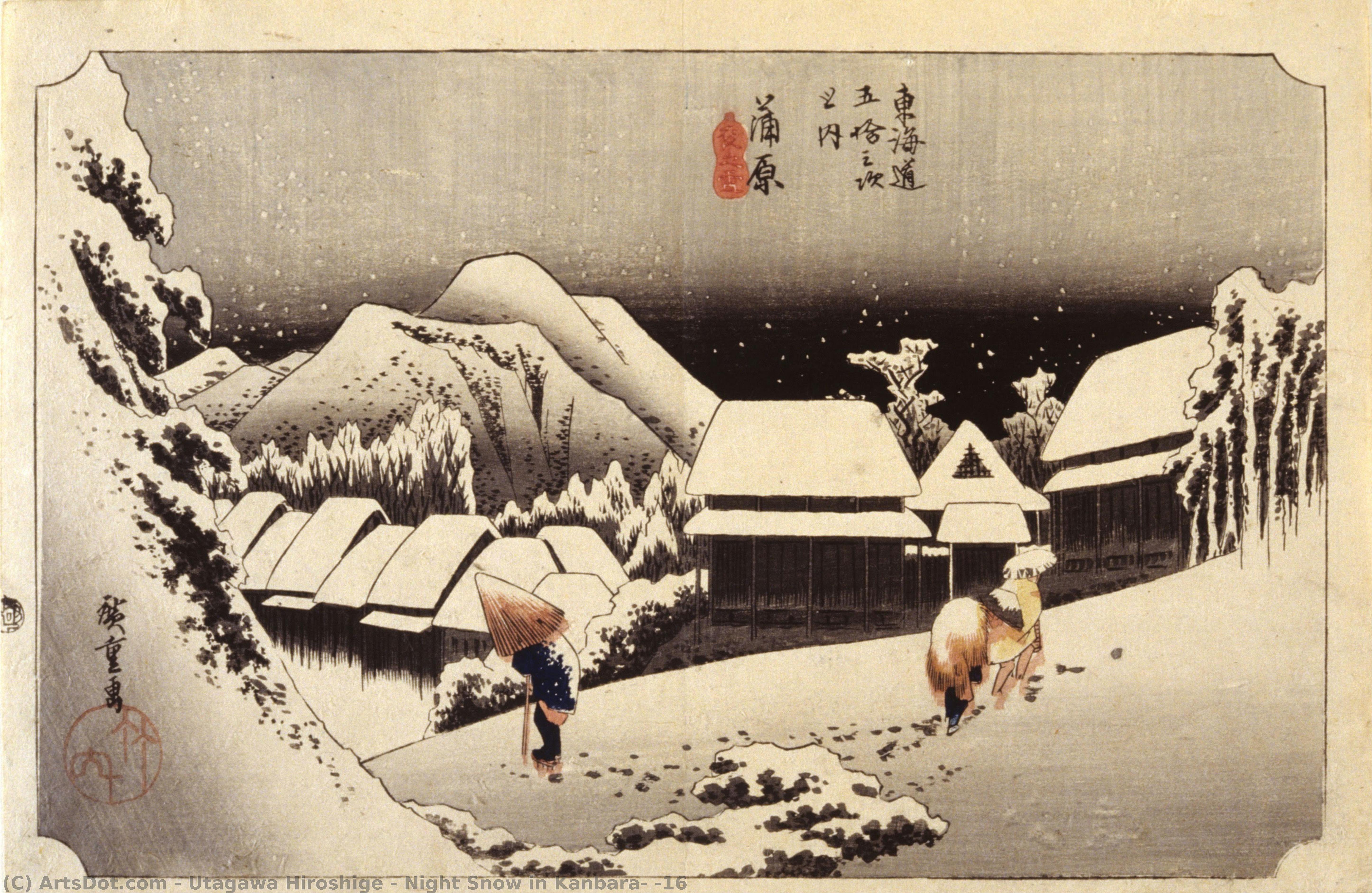 Nieve Nocturna En Kanbara, #16 — Utagawa Hiroshige