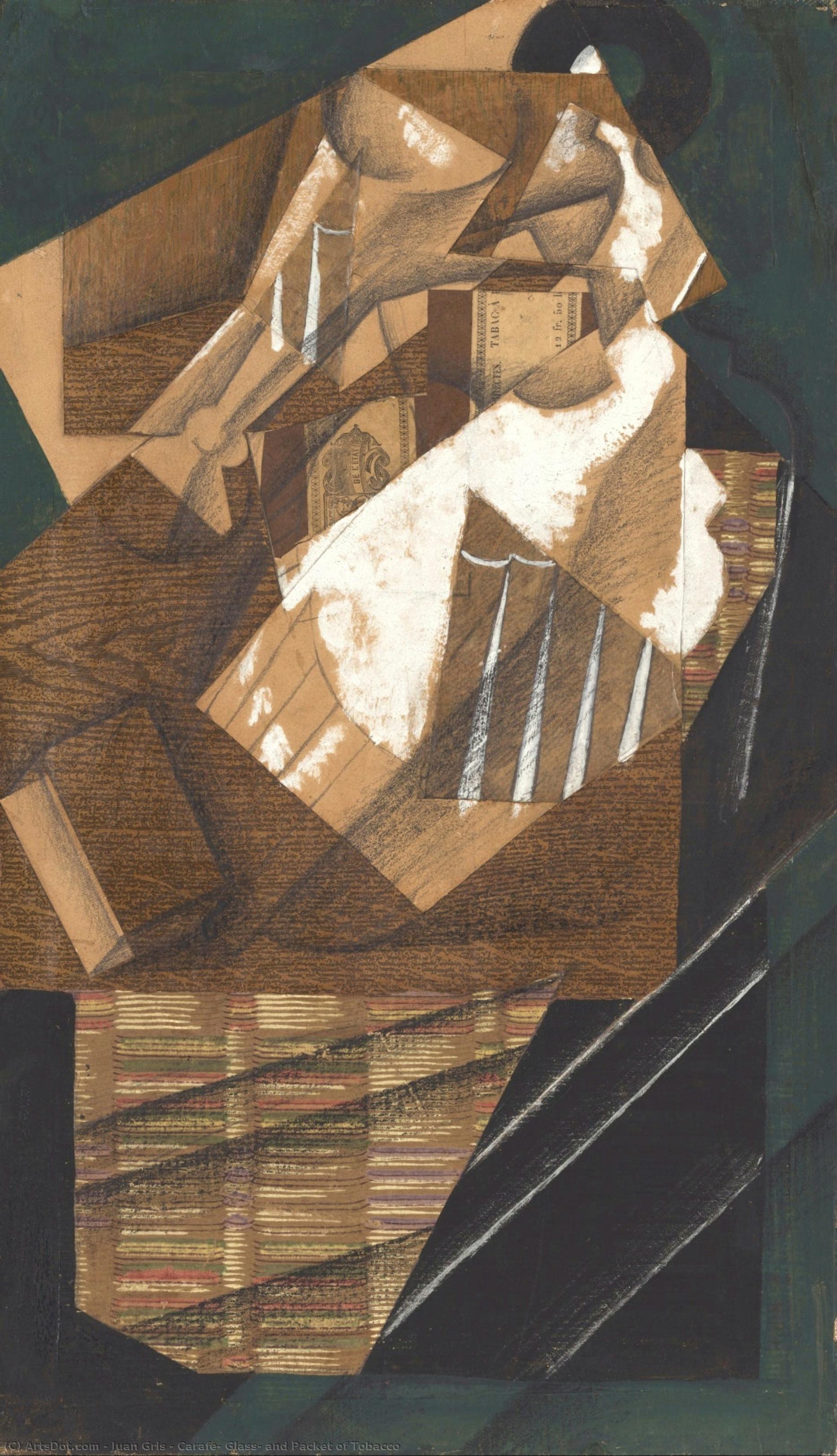 Karaffe, Glas Und Tabakpäckchen — Juan Gris