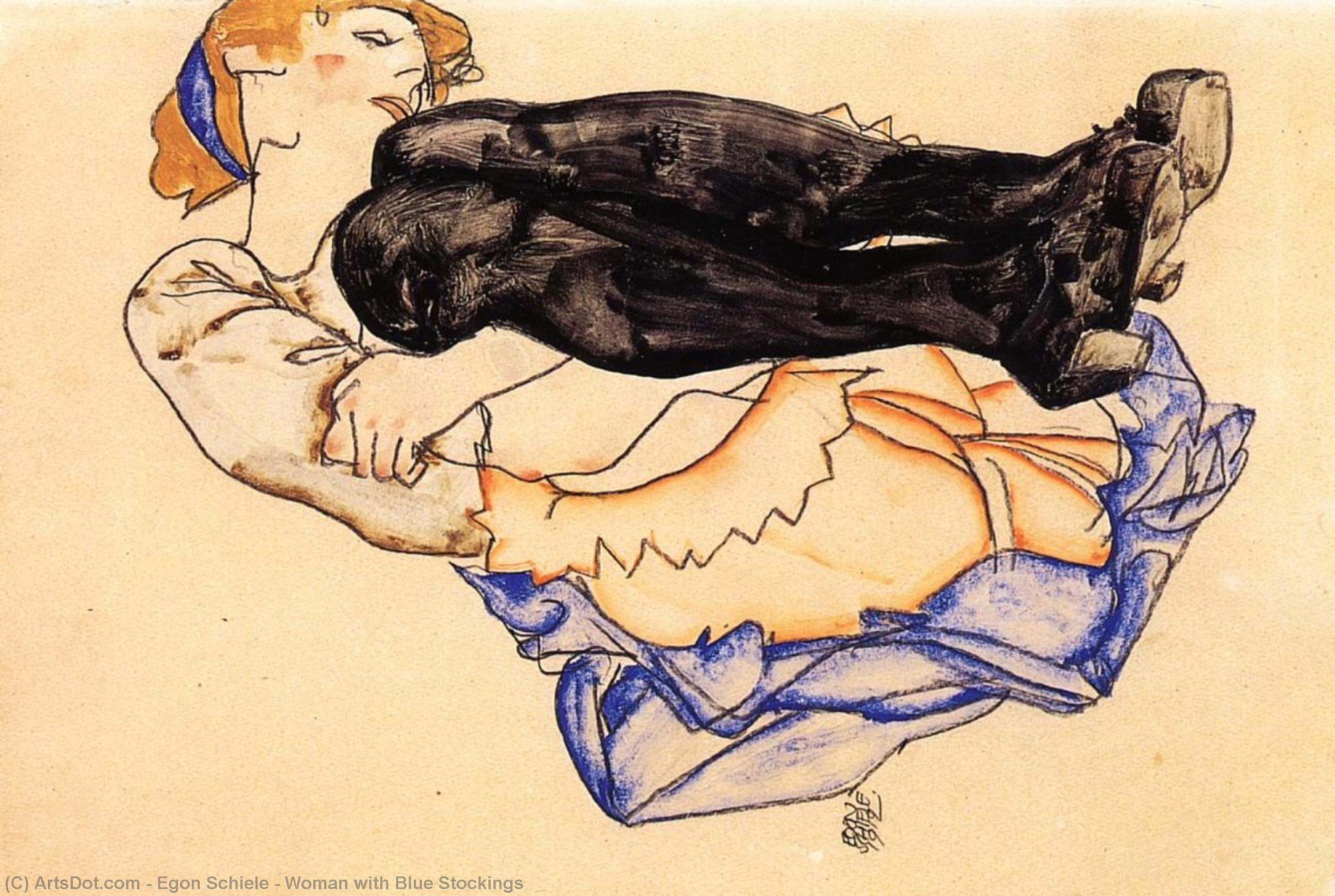 Donna Con Calze Blu — Egon Schiele