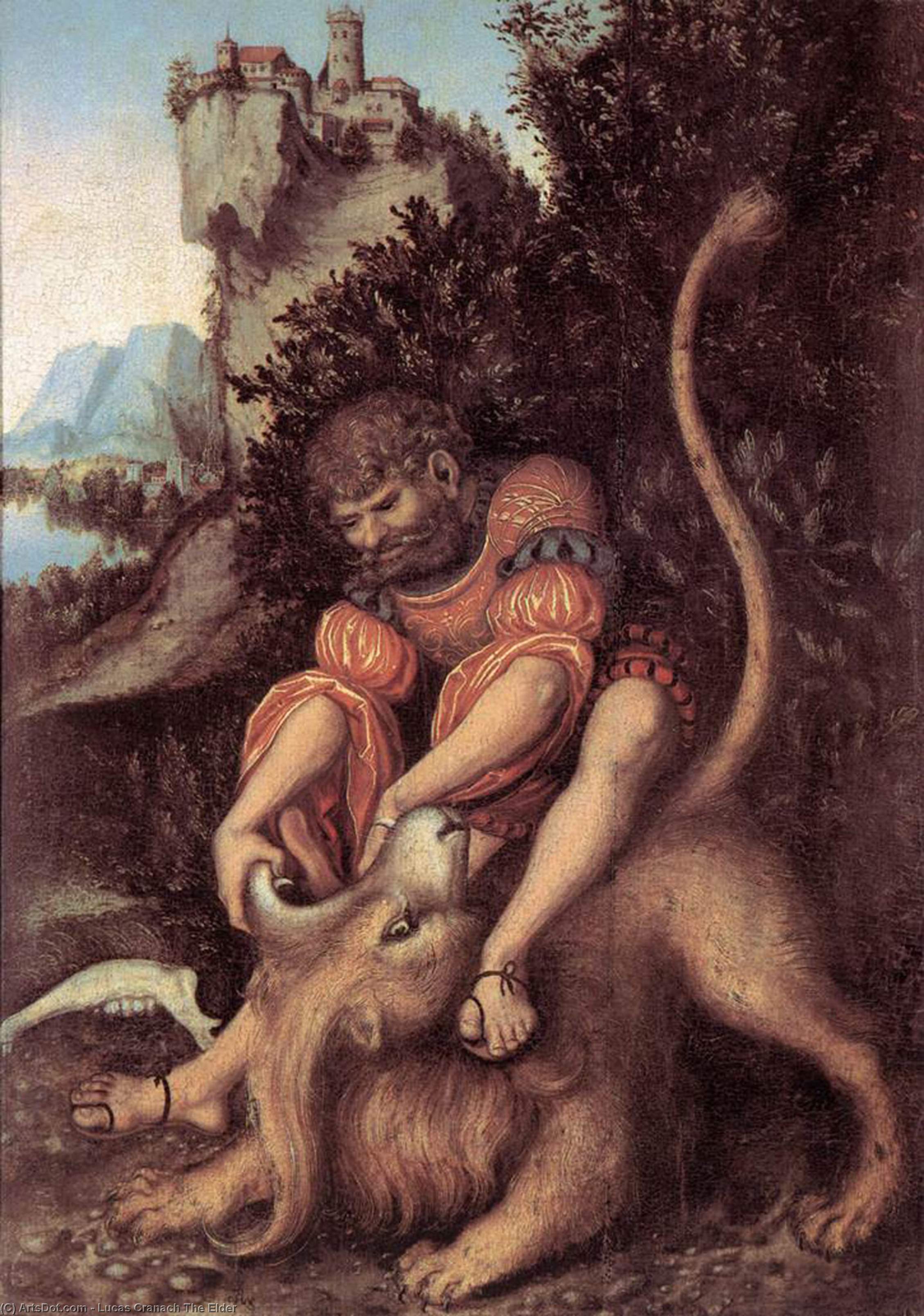 La Lucha De Sansón Con El León — Lucas Cranach El Viejo