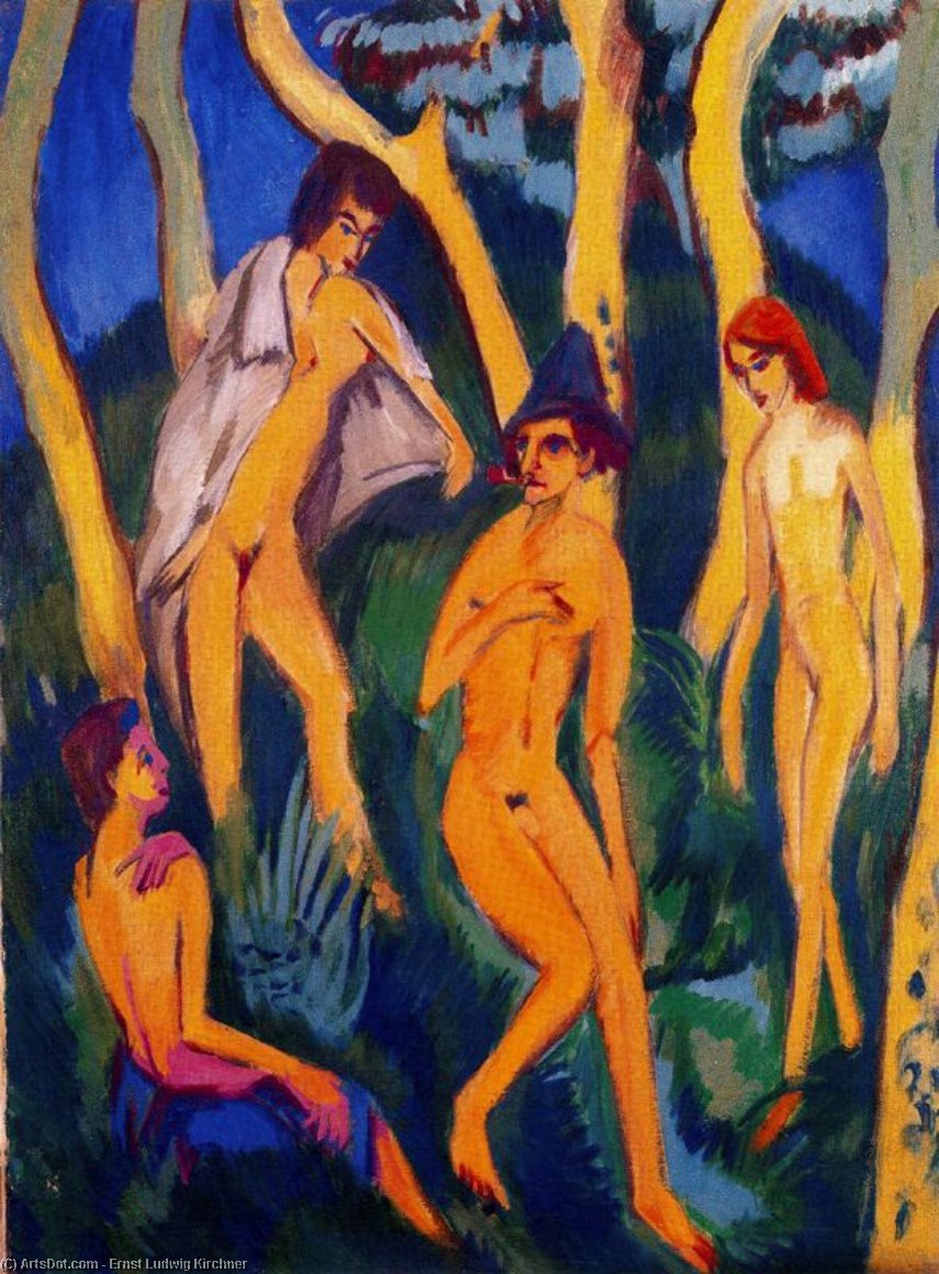 Vier Nackte Unter Bäumen — Ernst Ludwig Kirchner